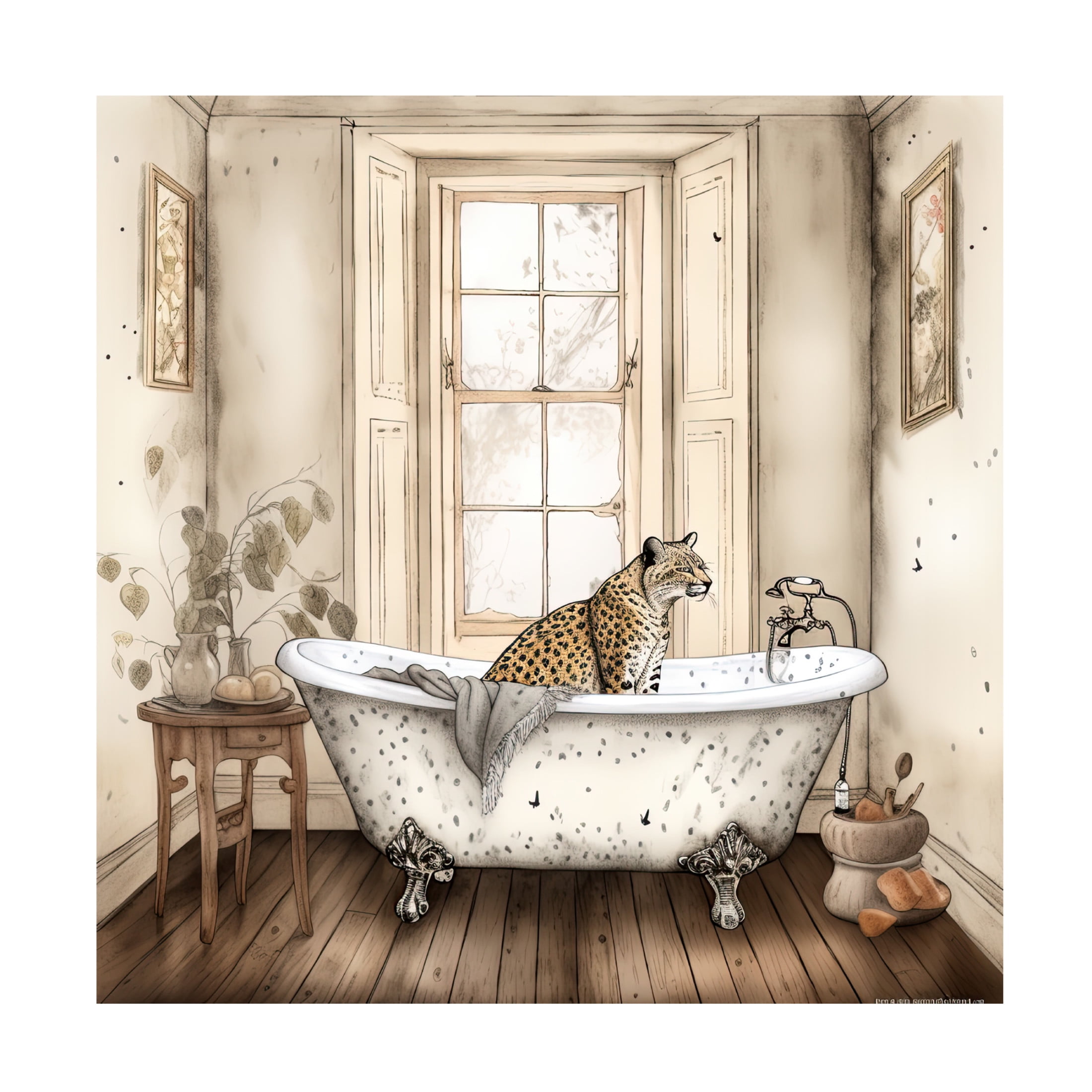 Canvas Wall Art - Sasha 'Bathtime 13' Wall Art for Living Room, Bedroom, or Office Décor by Trademark Fine Art - 18 x 18 Inches