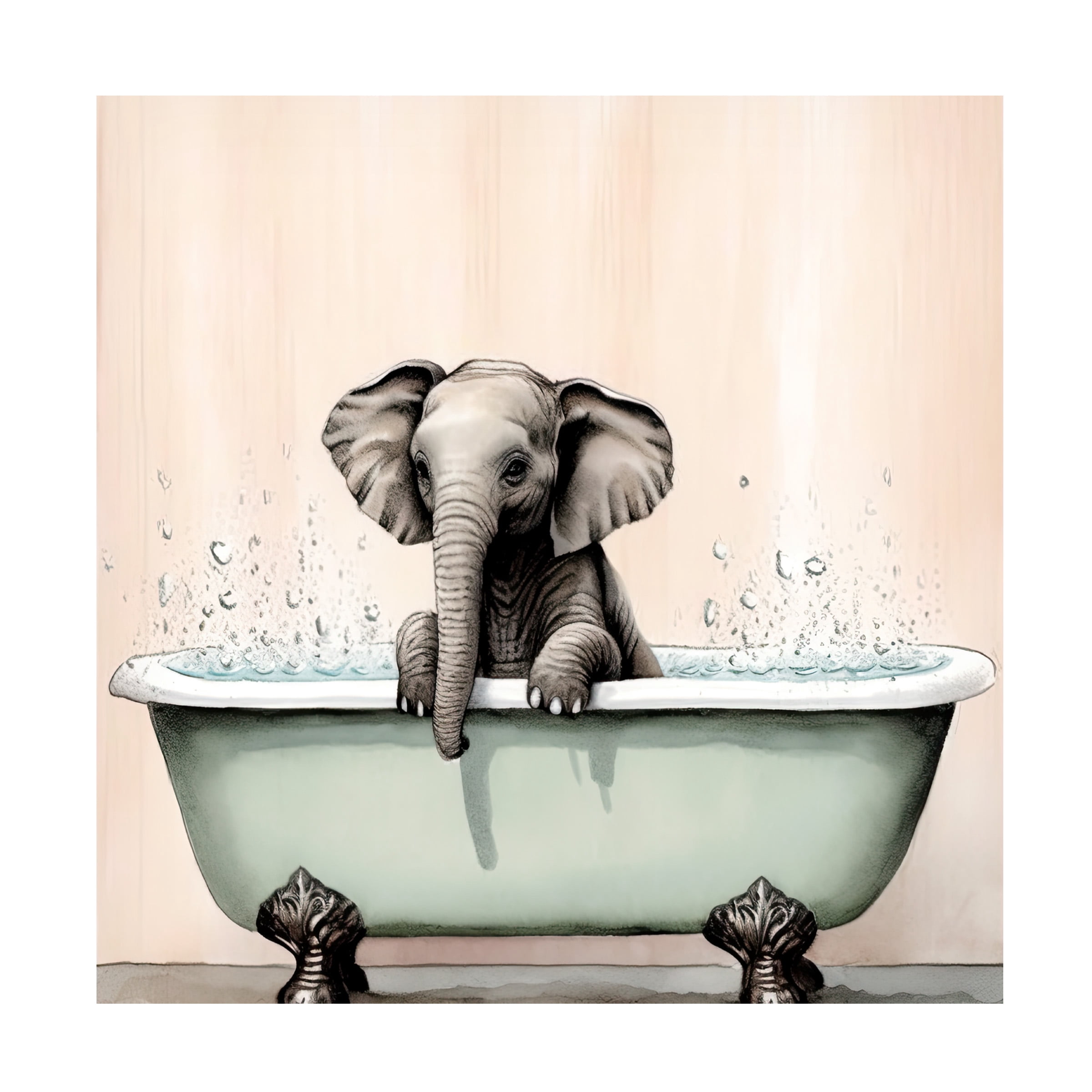 Canvas Wall Art - Sasha 'Bathtime 17' Wall Art for Living Room, Bedroom, or Office DÃ©cor by Trademark Fine Art - 18 x 18 Inches