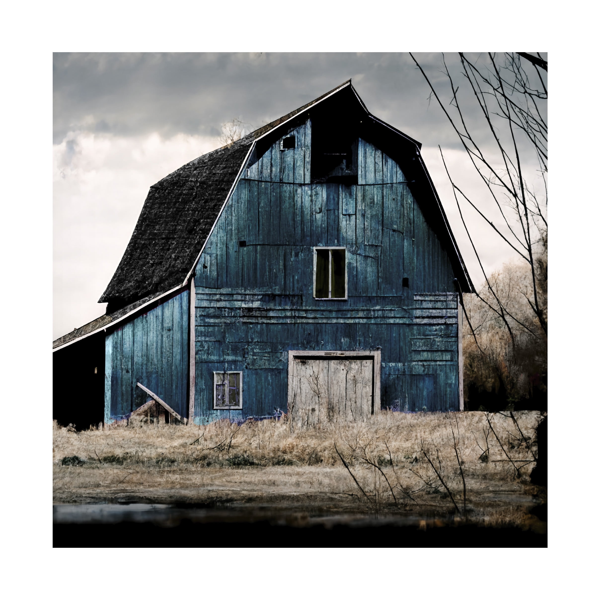 Canvas Wall Art - Sasha 'Blue Barn' Wall Art for Living Room, Bedroom, or Office DÃ©cor by Trademark Fine Art - 24 x 24 Inches
