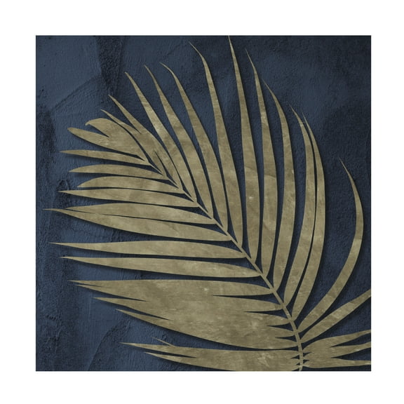Canvas Wall Art - Sasha 'Blue and Gold Fronds II' Wall Art for Living Room, Bedroom, or Office Décor by Trademark Fine Art - 14 x 14 Inches