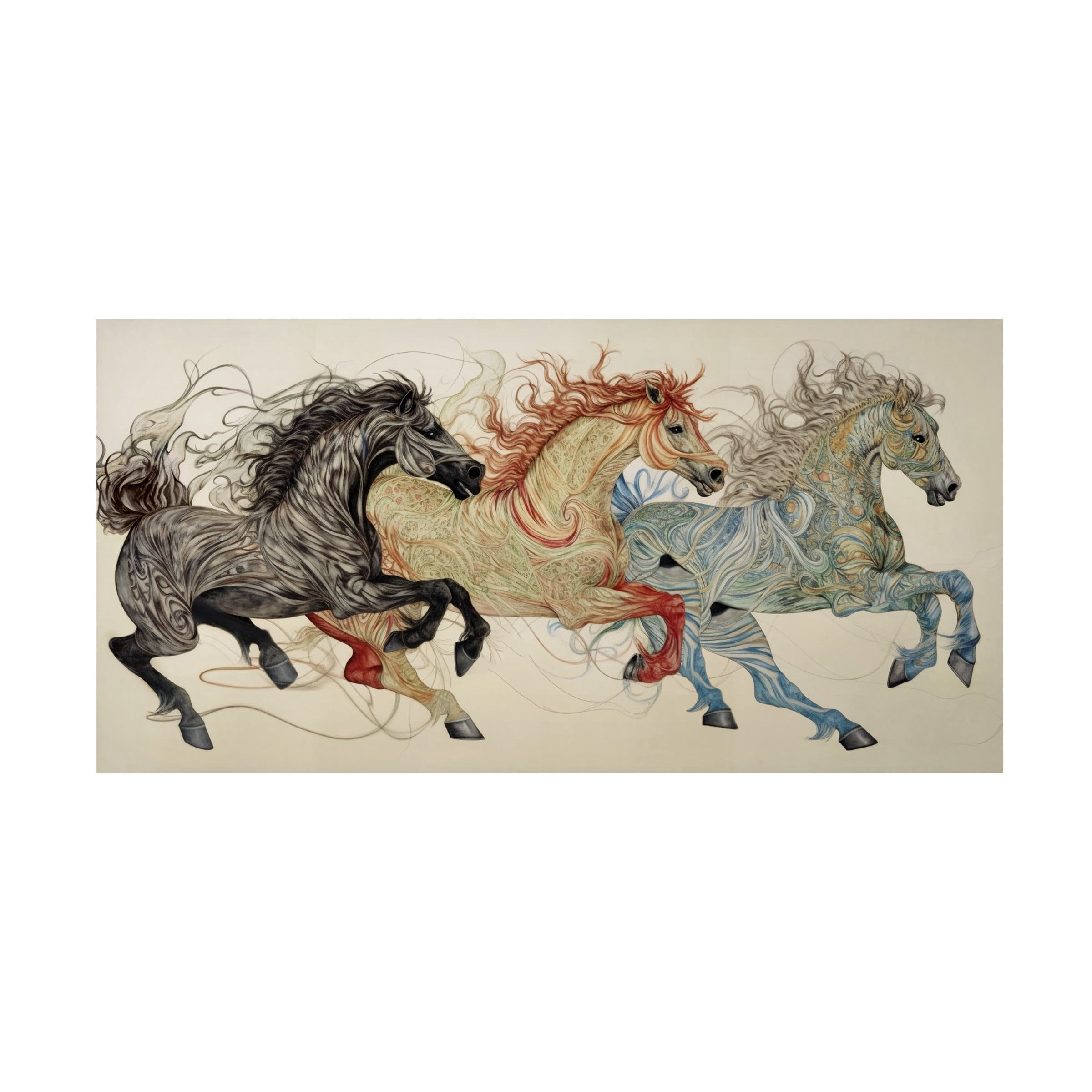 Canvas Wall Art - Sasha 'Dancing Horses' Wall Art for Living Room, Bedroom, or Office DÃ©cor by Trademark Fine Art - 24 x 12 Inches