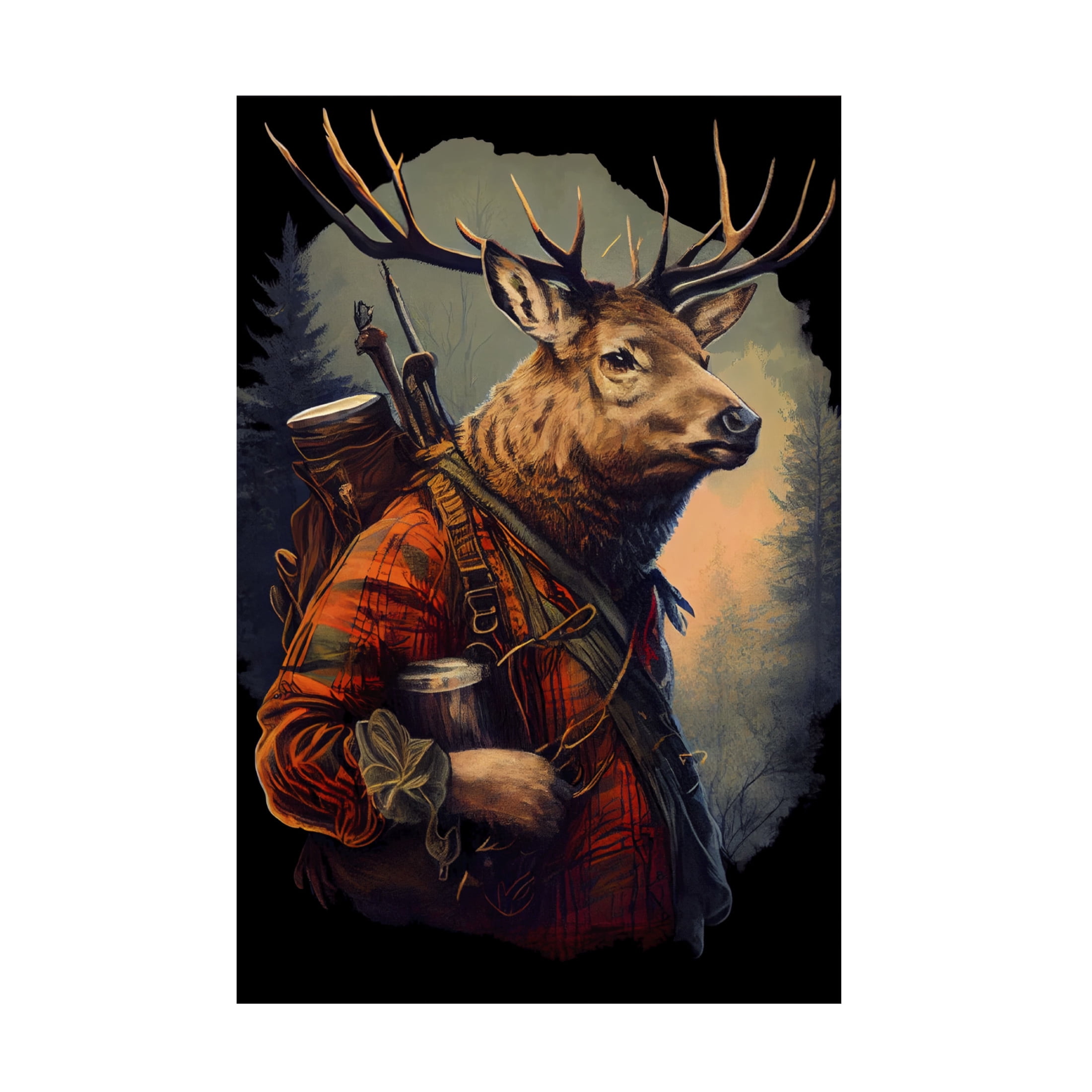 Canvas Wall Art - Sasha 'Deer Hunting II' Wall Art for Living Room, Bedroom, or Office Décor by Trademark Fine Art - 22 x 32 Inches
