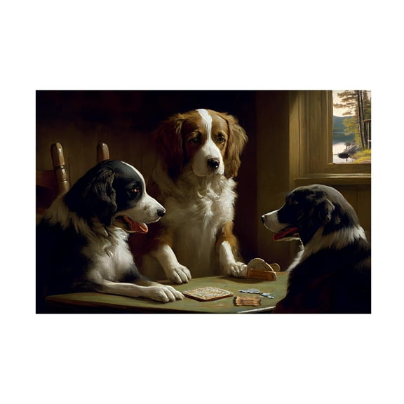 Canvas Wall Art - Sasha 'Dogs II' Wall Art for Living Room, Bedroom, or Office Décor by Trademark Fine Art - 19 x 12 Inches