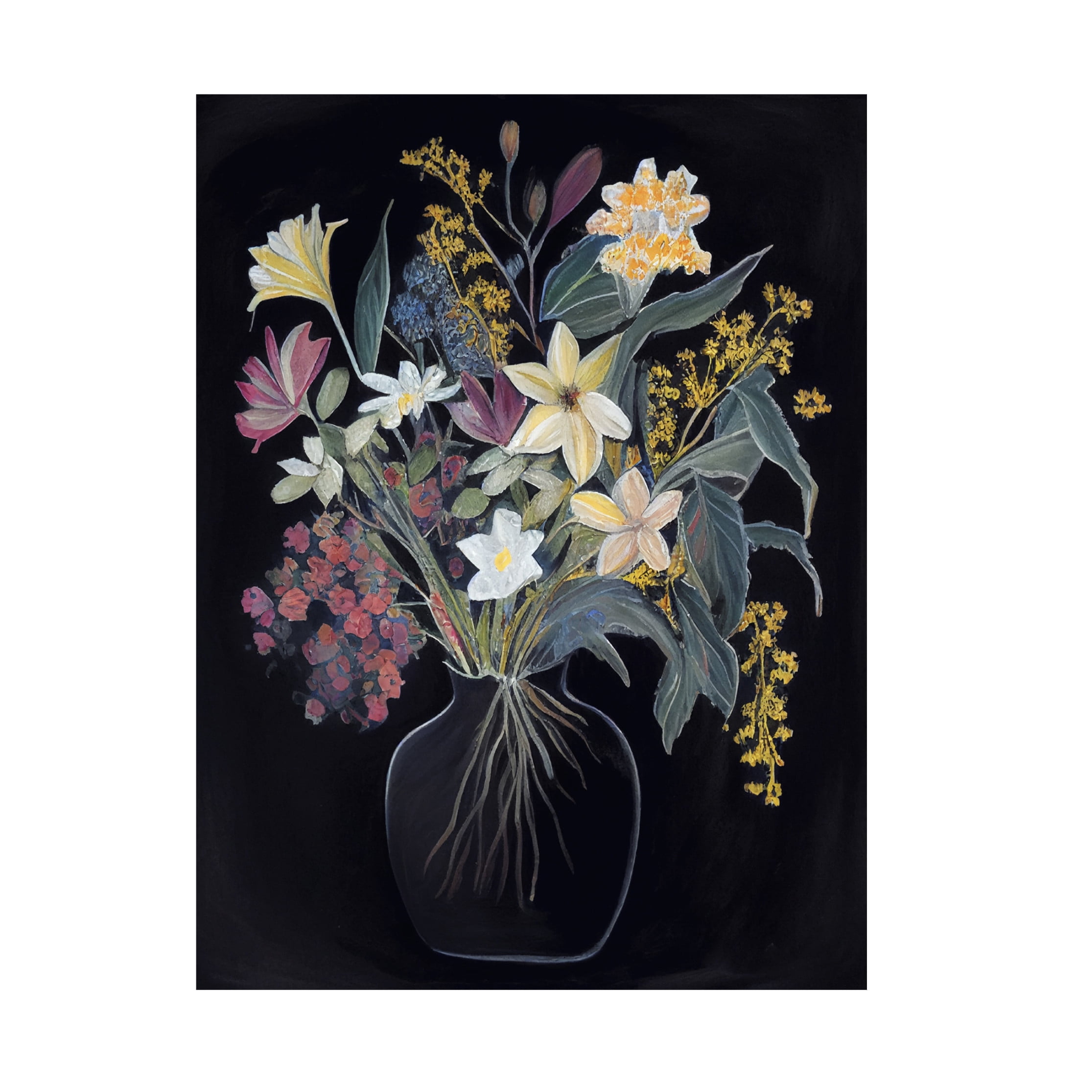 Canvas Wall Art - Sasha 'Flowers of the Night IV' Wall Art for Living Room, Bedroom, or Office Décor by Trademark Fine Art - 24 x 32 Inches