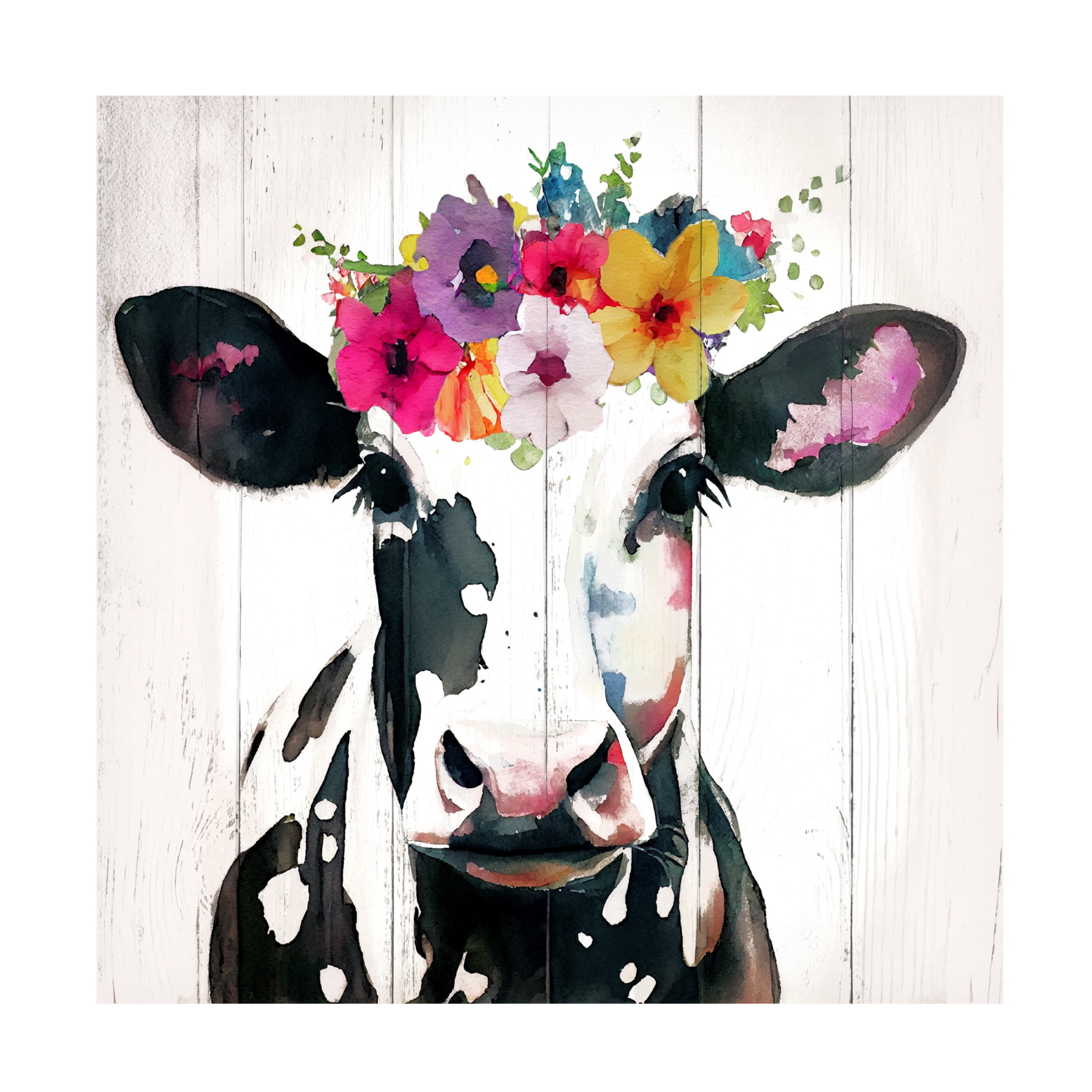 Canvas Wall Art - Sasha 'Holsteina II' Wall Art for Living Room, Bedroom, or Office Décor by Trademark Fine Art - 14 x 14 Inches