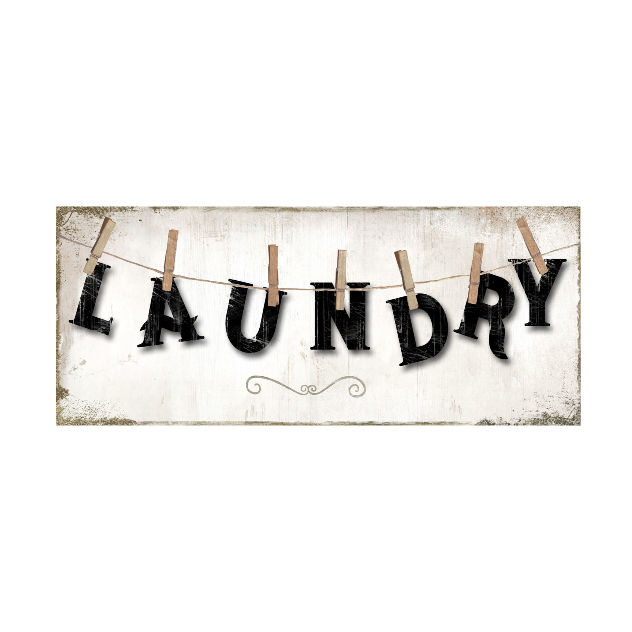 Canvas Wall Art - Sasha 'Laundry Sign' Wall Art for Living Room, Bedroom, or Office Décor by Trademark Fine Art - 32 x 14 Inches