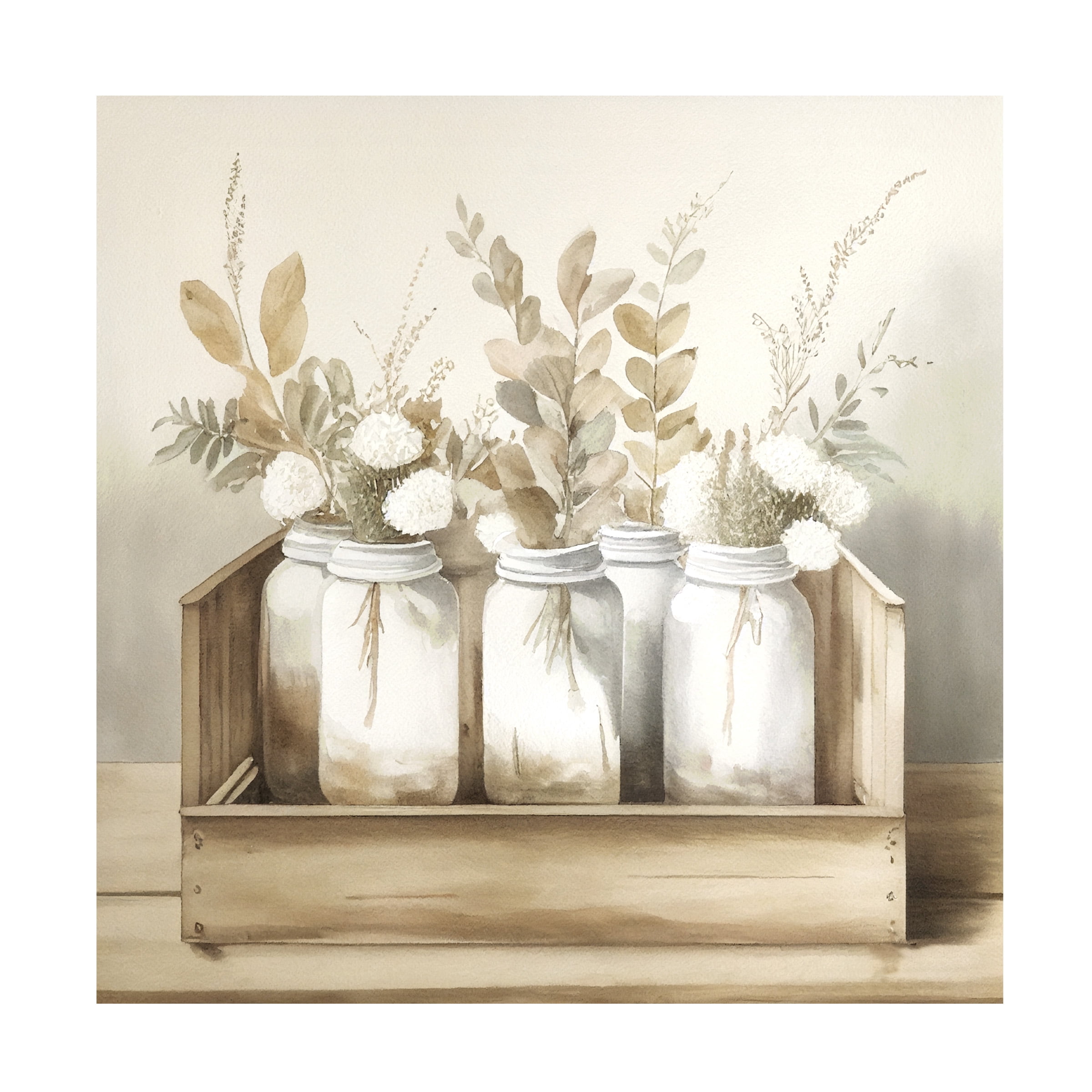 Canvas Wall Art - Sasha 'Mason Jars II' Wall Art for Living Room, Bedroom, or Office DÃ©cor by Trademark Fine Art - 24 x 24 Inches