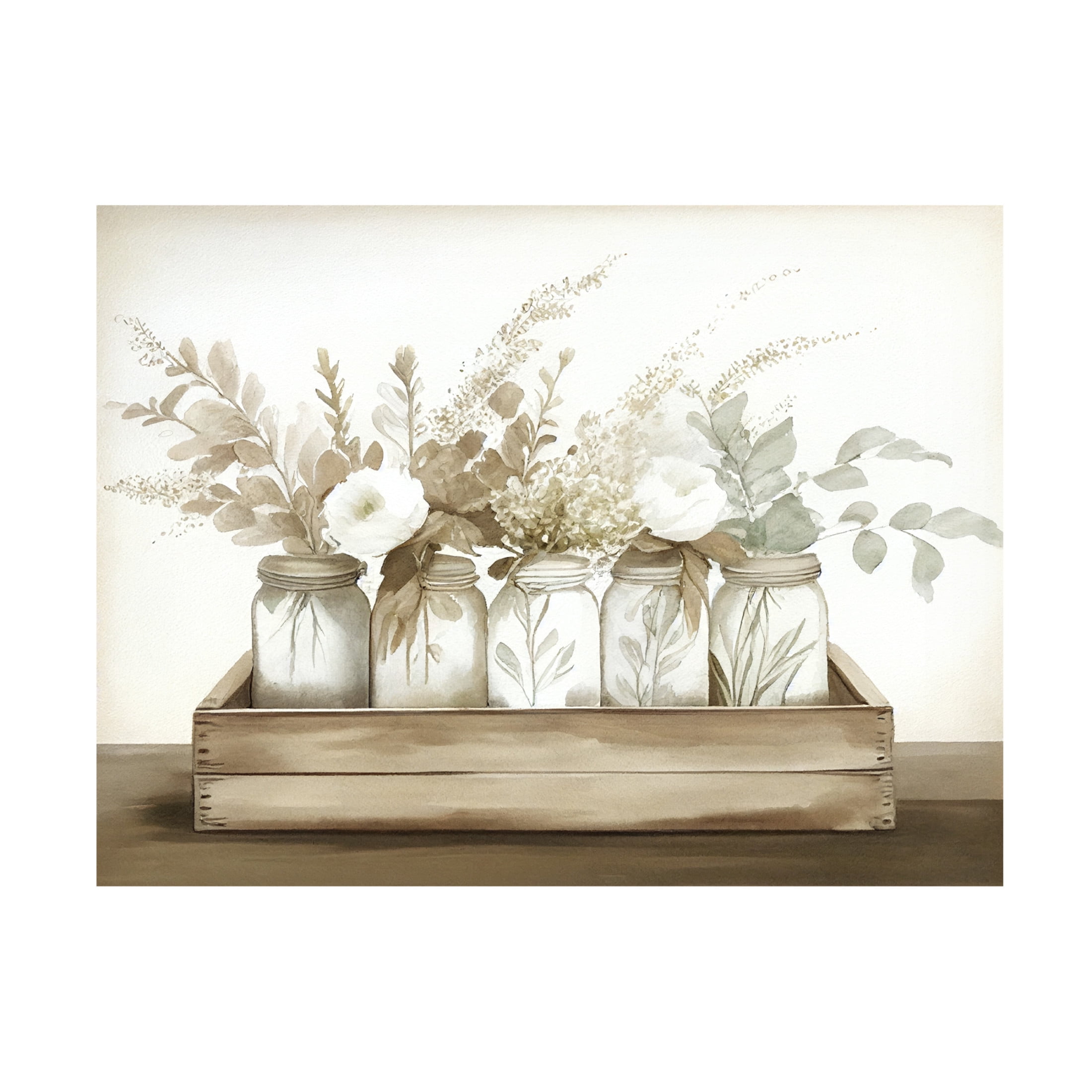 Canvas Wall Art - Sasha 'Mason Jars III' Wall Art for Living Room, Bedroom, or Office Décor by Trademark Fine Art - 47 x 35 Inches