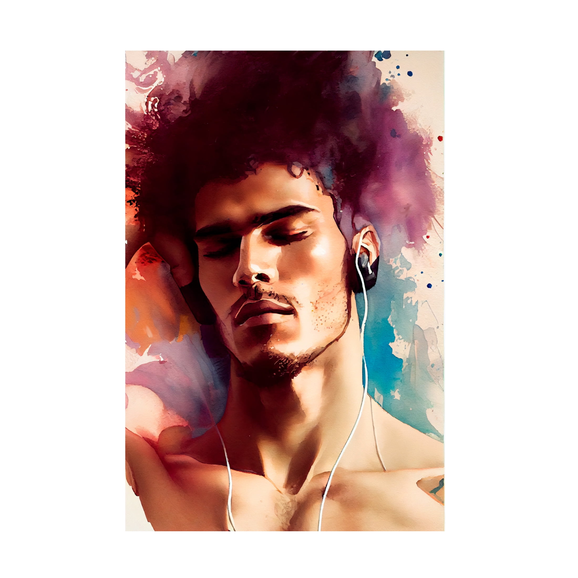 Canvas Wall Art - Sasha 'Music Man II' Wall Art for Living Room, Bedroom, or Office Décor by Trademark Fine Art - 30 x 47 Inches