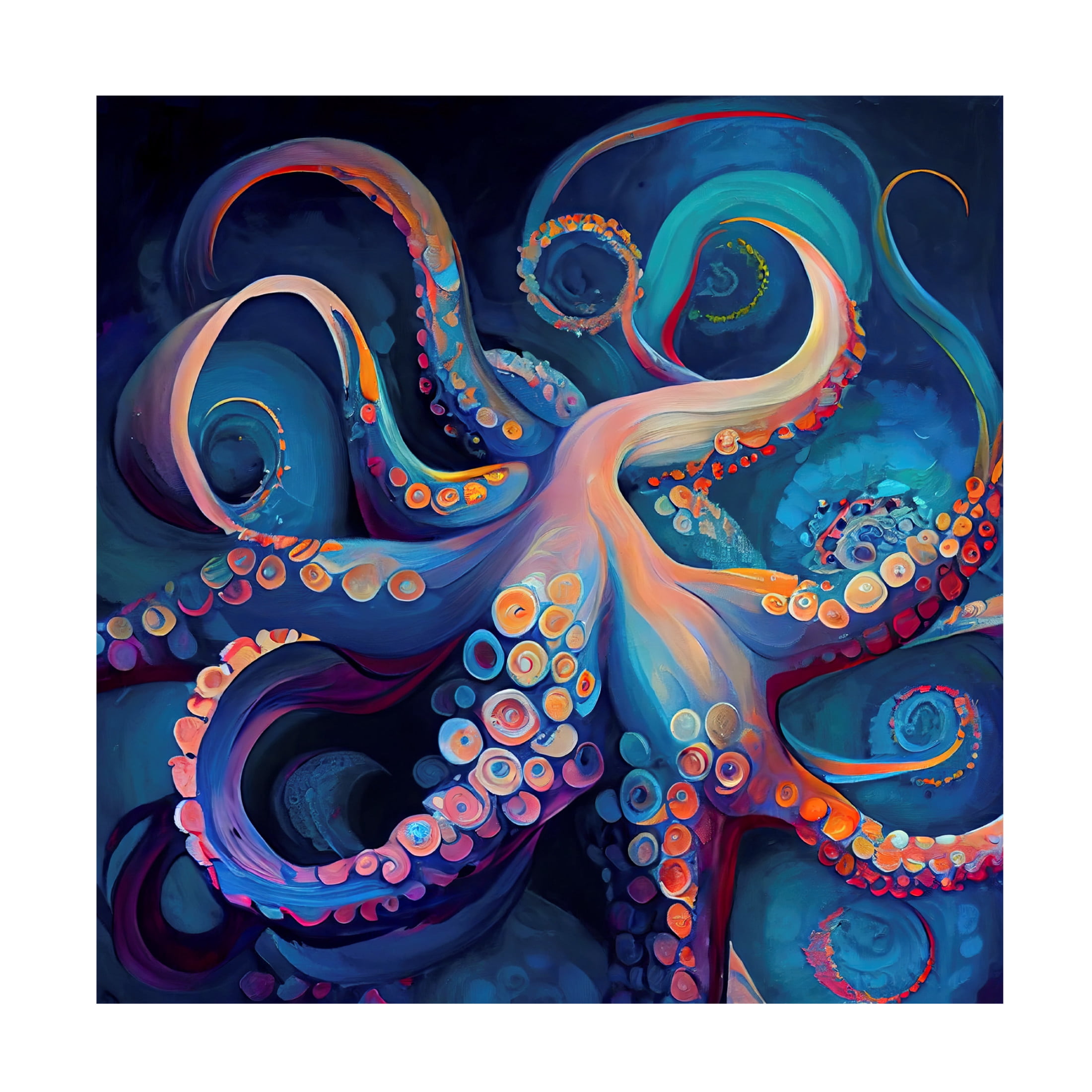 Canvas Wall Art - Sasha 'Octopus Abstractions' Wall Art for Living Room, Bedroom, or Office Décor by Trademark Fine Art - 18 x 18 Inches