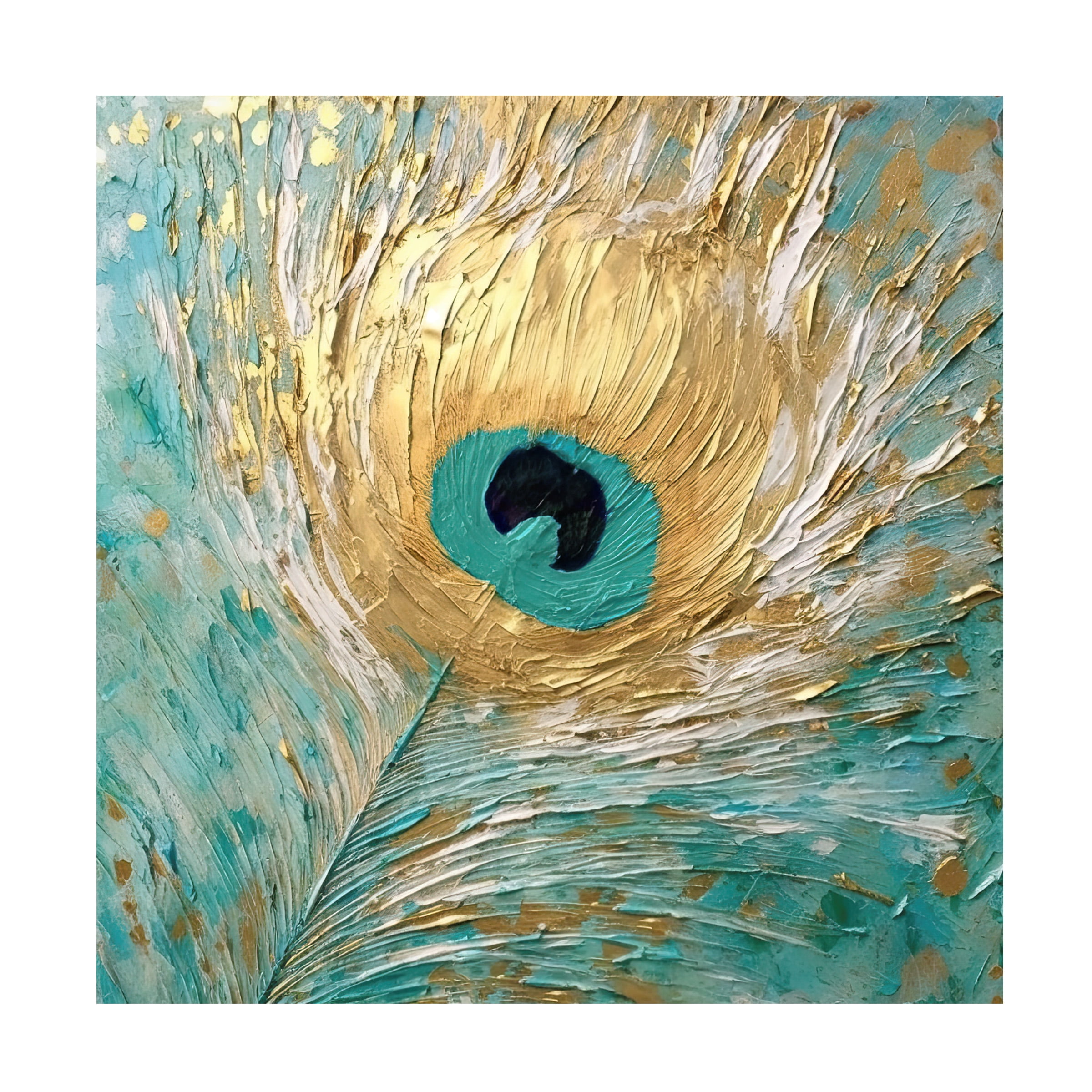 Canvas Wall Art - Sasha 'Peacock Impasto I' Wall Art for Living Room, Bedroom, or Office DÃ©cor by Trademark Fine Art - 24 x 24 Inches