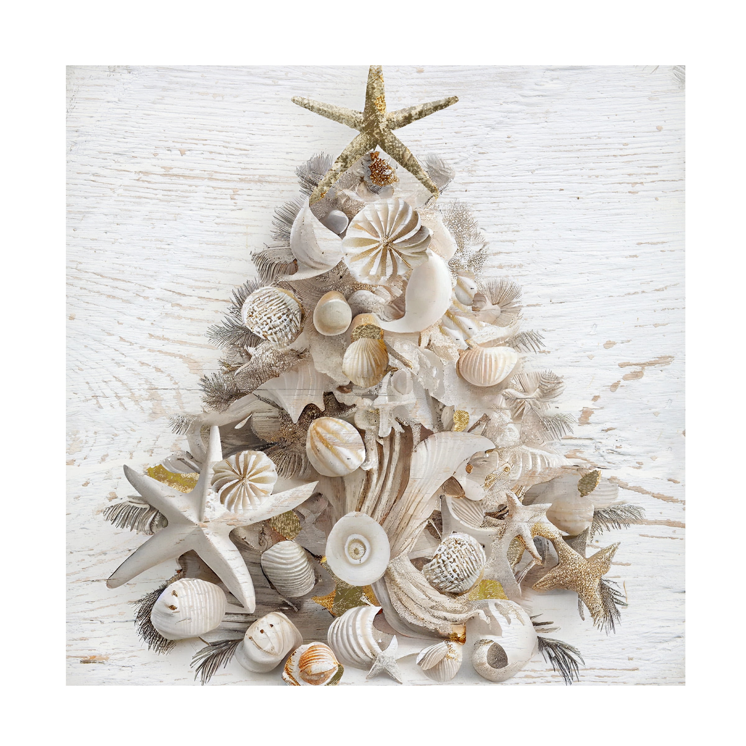 Canvas Wall Art - Sasha 'Seaside Christmas I' Wall Art for Living Room, Bedroom, or Office Décor by Trademark Fine Art - 24 x 24 Inches