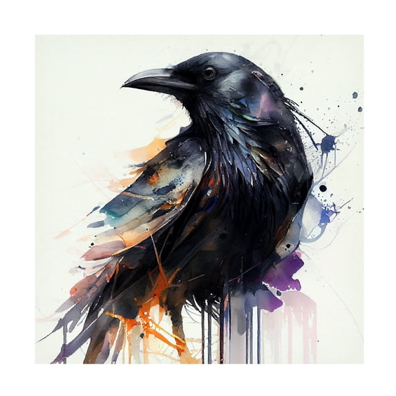 Canvas Wall Art - Sasha 'The Crow' Wall Art for Living Room, Bedroom, or Office Décor by Trademark Fine Art - 14 x 14 Inches