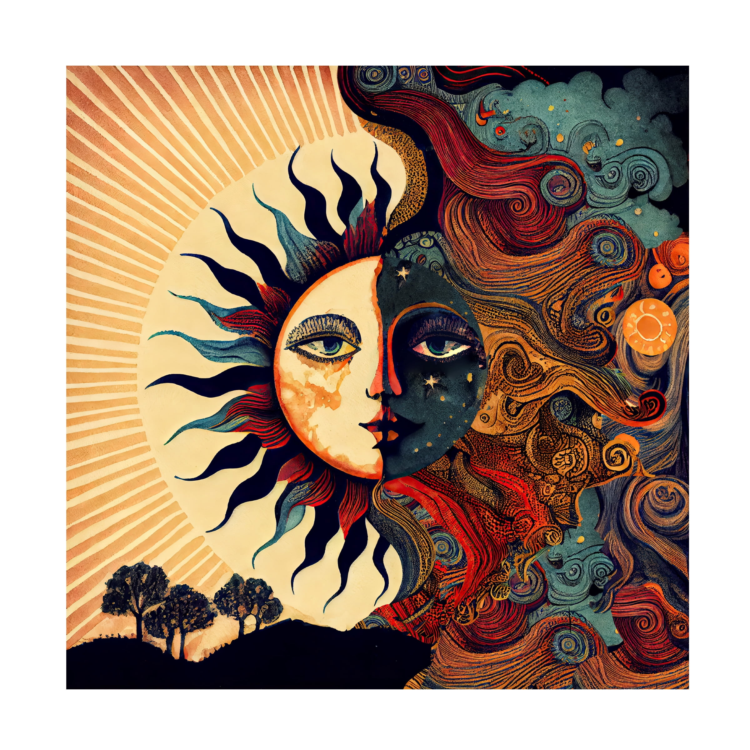 Canvas Wall Art - Sasha 'The Moon Says to the Sun I' Wall Art for Living Room, Bedroom, or Office Décor by Trademark Fine Art - 24 x 24 Inches