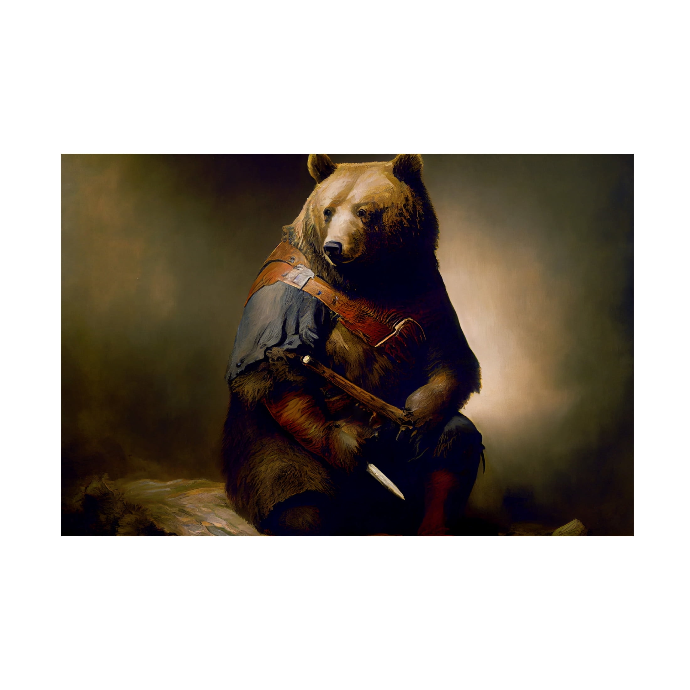 Canvas Wall Art - Sasha 'Warrior Bear I' Wall Art for Living Room, Bedroom, or Office Décor by Trademark Fine Art - 24 x 16 Inches