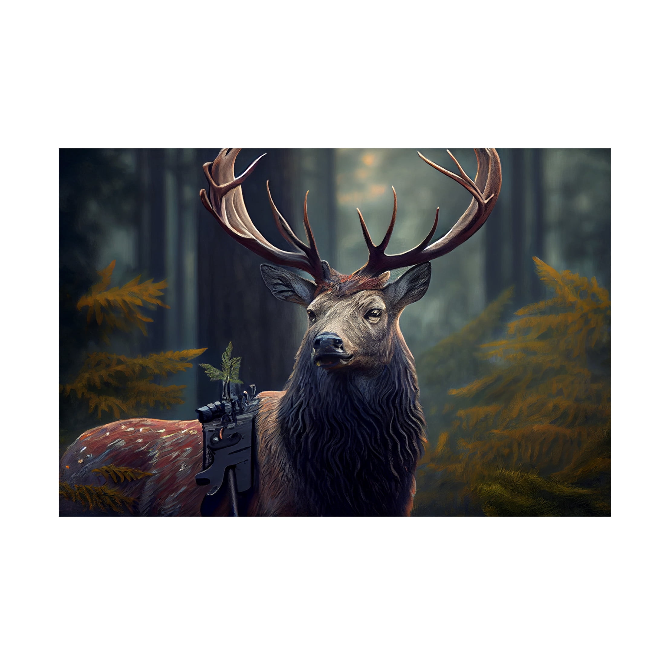 Canvas Wall Art - Sasha 'Warrior Deer I' Wall Art for Living Room, Bedroom, or Office Décor by Trademark Fine Art - 47 x 30 Inches