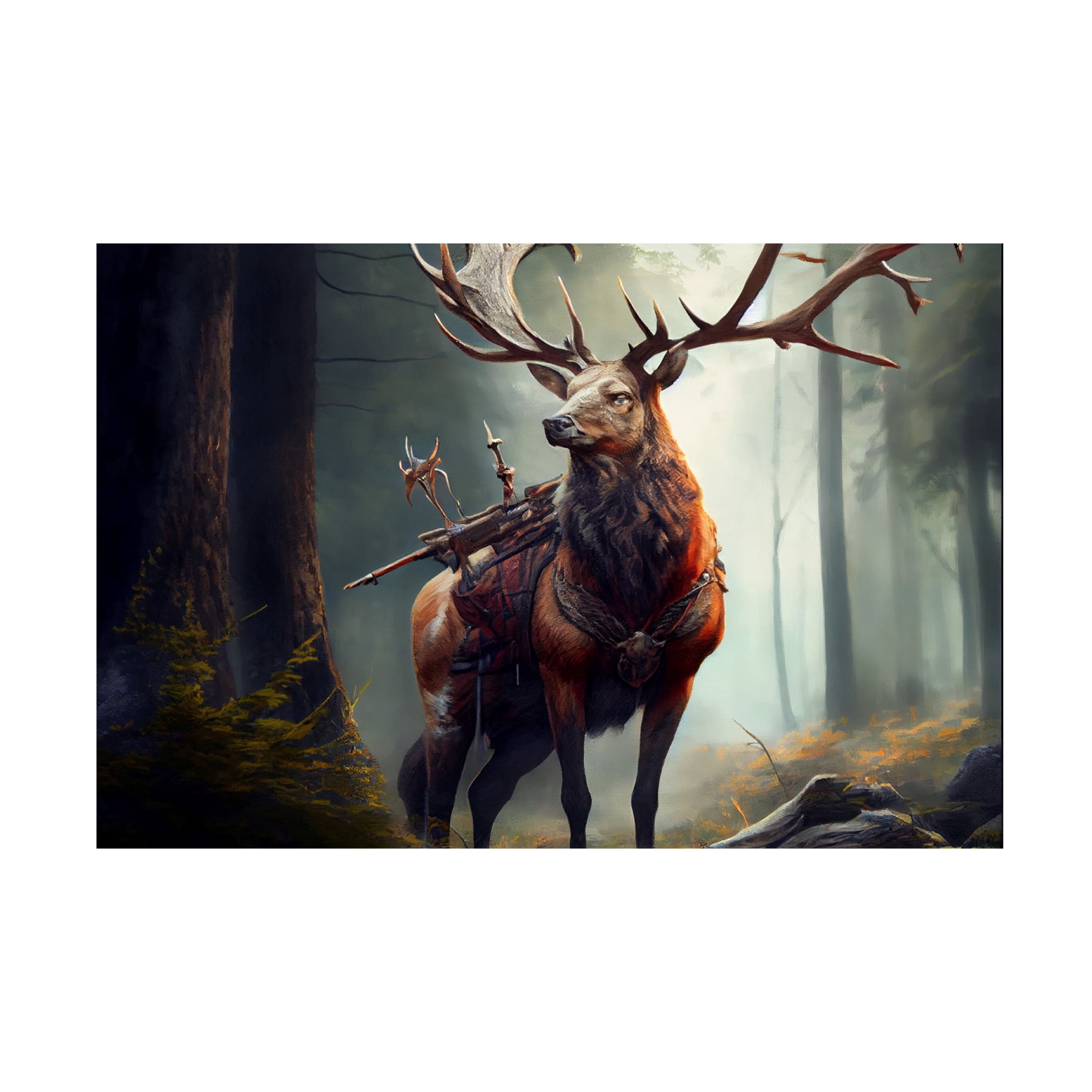 Canvas Wall Art - Sasha 'Warrior Deer II' Wall Art for Living Room, Bedroom, or Office Décor by Trademark Fine Art - 47 x 30 Inches