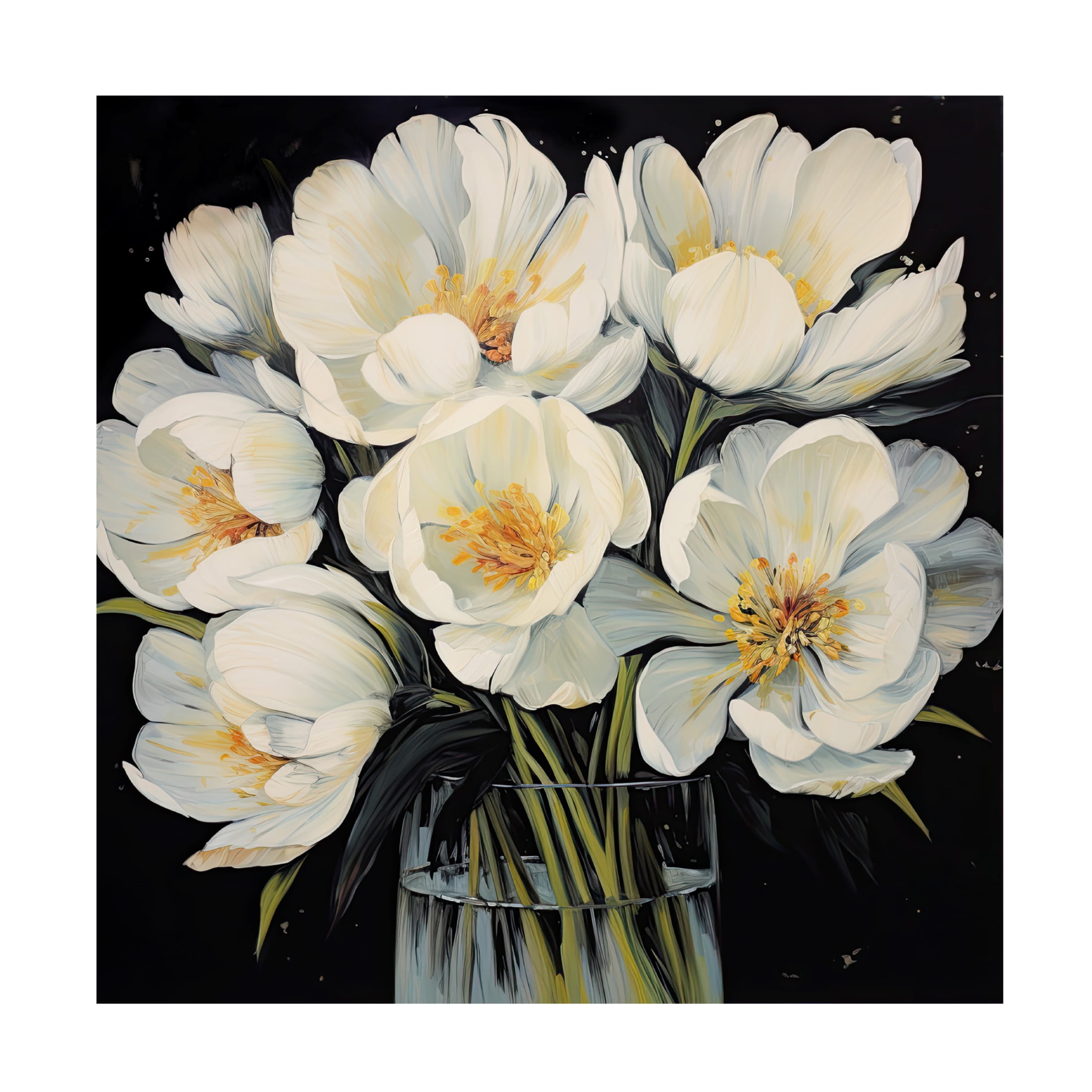 Canvas Wall Art - Sasha 'White Tulips 2' Wall Art for Living Room, Bedroom, or Office Décor by Trademark Fine Art - 35 x 35 Inches