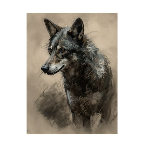 Canvas Wall Art - Sasha 'Wolf I' Wall Art for Living Room, Bedroom, or Office Décor by Trademark Fine Art - 35 x 47 Inches