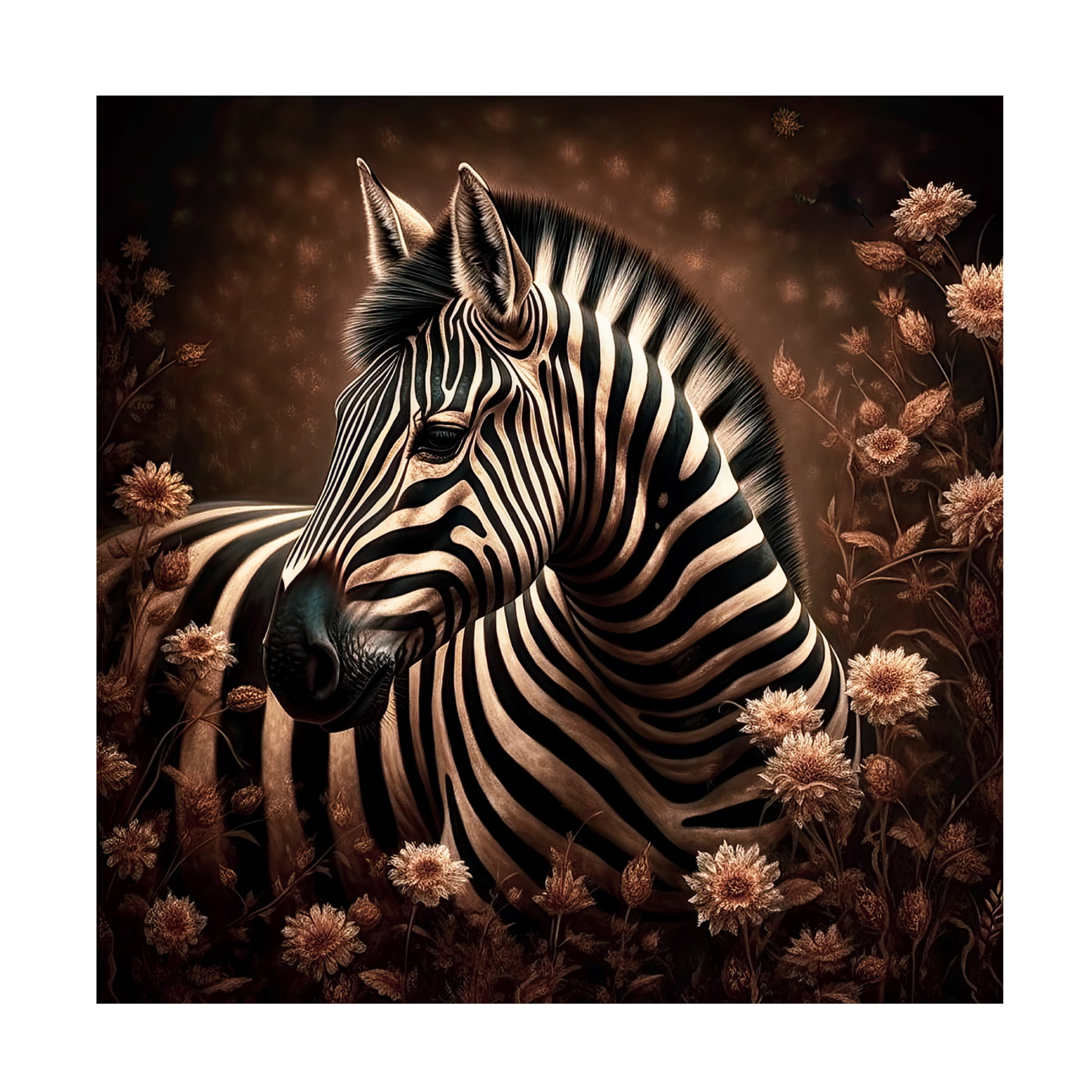 Canvas Wall Art - Sasha 'Zebra Portrait' Wall Art for Living Room, Bedroom, or Office Décor by Trademark Fine Art - 14 x 14 Inches