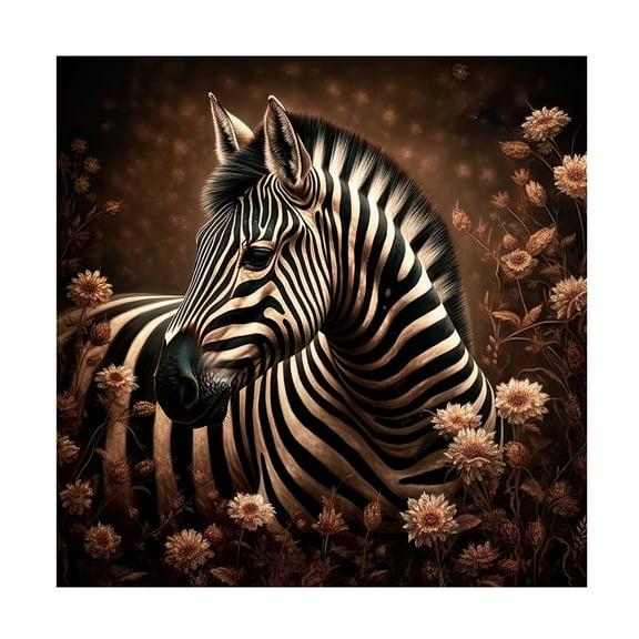 Canvas Wall Art - Sasha 'Zebra Portrait' Wall Art for Living Room, Bedroom, or Office Décor by Trademark Fine Art - 18 x 18 Inches