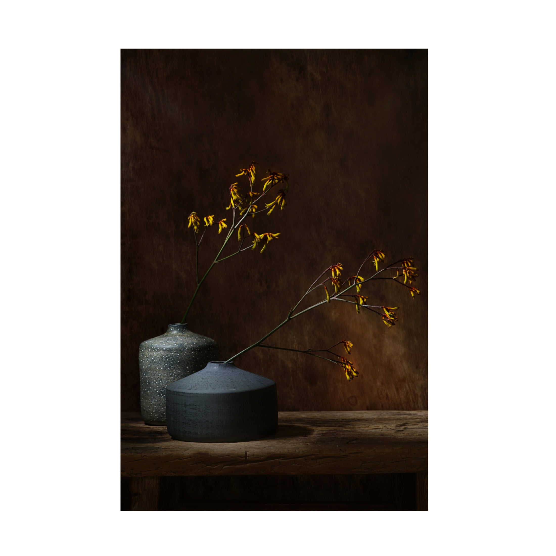 Canvas Wall Art - Saskia Dingemans 'Still Life With Oker Flowers' Wall Art for Living Room, Bedroom, or Office Décor by Trademark Fine Art - 22 x 32 Inches