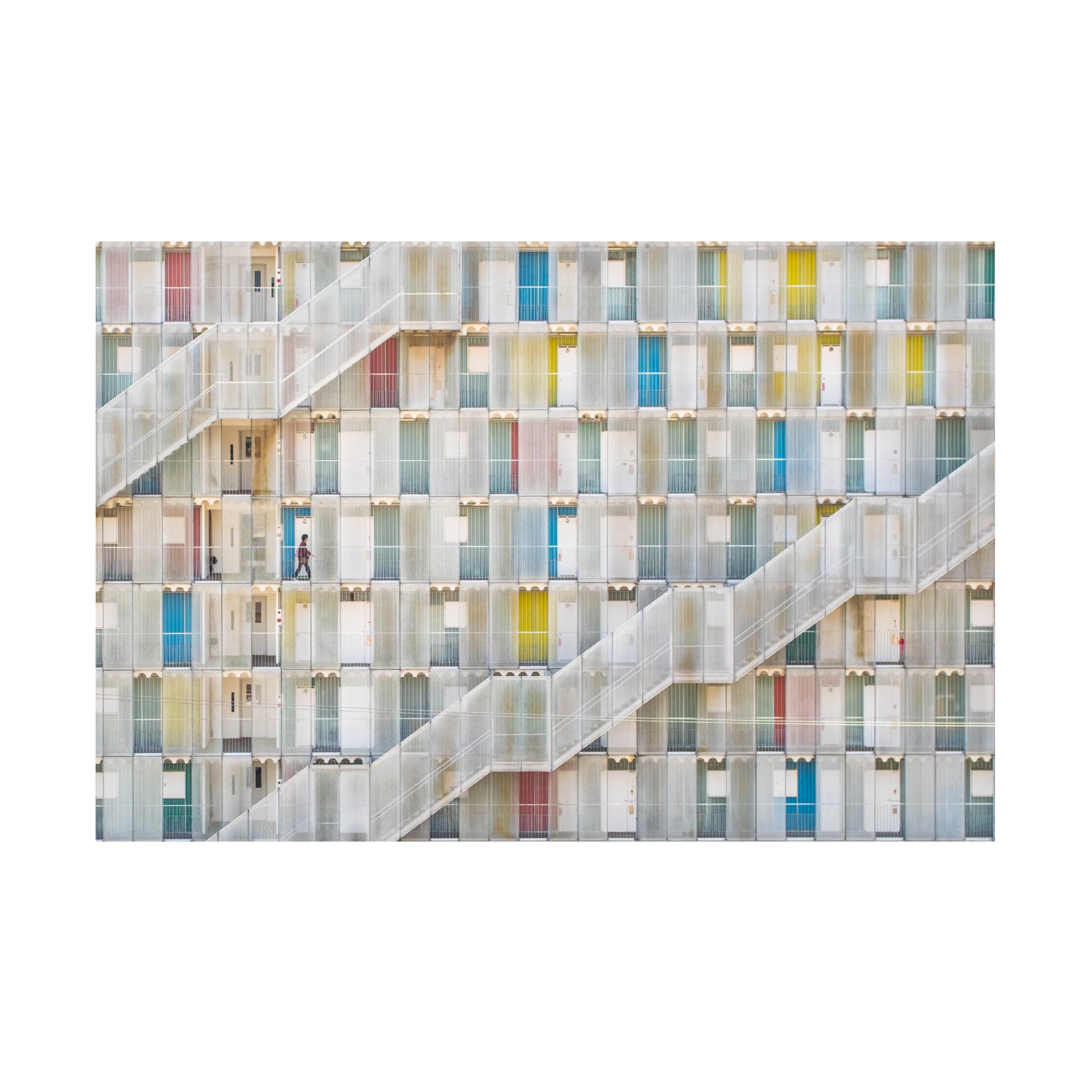 Canvas Wall Art - Satoshi Iwata 'Colorful Apartment' Wall Art for Living Room, Bedroom, or Office Décor by Trademark Fine Art - 47 x 30 Inches
