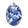 thumbnail image 1 of Canvas Wall Art Seamless chinoiserie style peacock birds peonies blue color Oval Framed Canvas Prints Vintage Wall Hanging Decor for Home Decorations 8.6"x11.4", 1 of 7