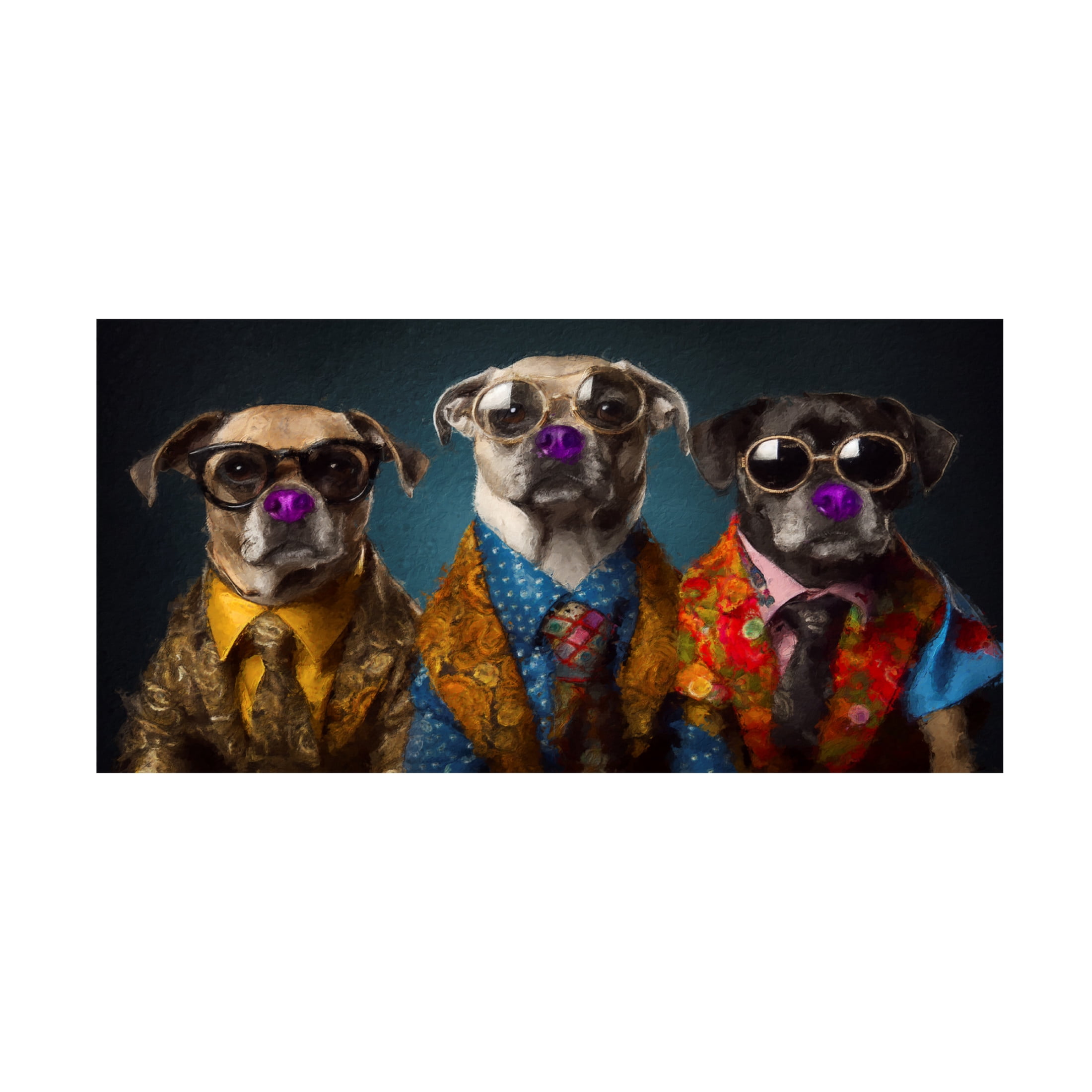 Canvas Wall Art - Sean Parnell 'Disco Dogs' Wall Art for Living Room, Bedroom, or Office Décor by Trademark Fine Art - 32 x 16 Inches