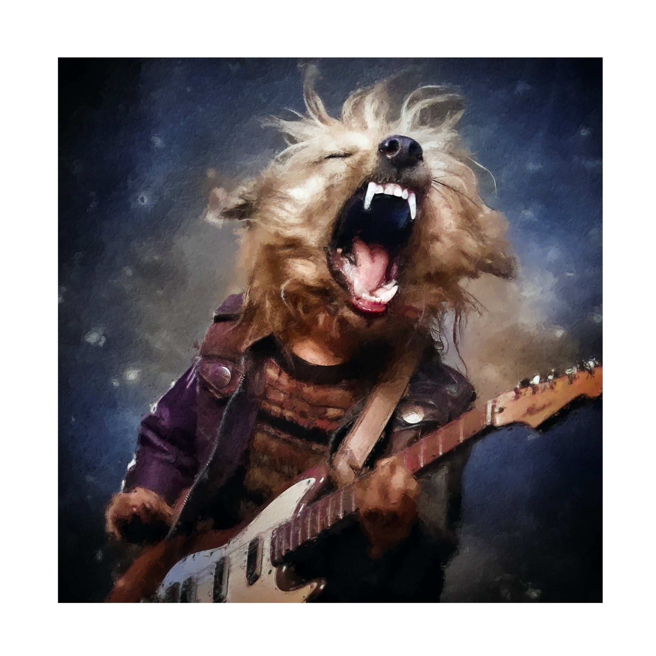 Canvas Wall Art - Sean Parnell 'Dogie Ramone' Wall Art for Living Room, Bedroom, or Office Décor by Trademark Fine Art - 24 x 24 Inches