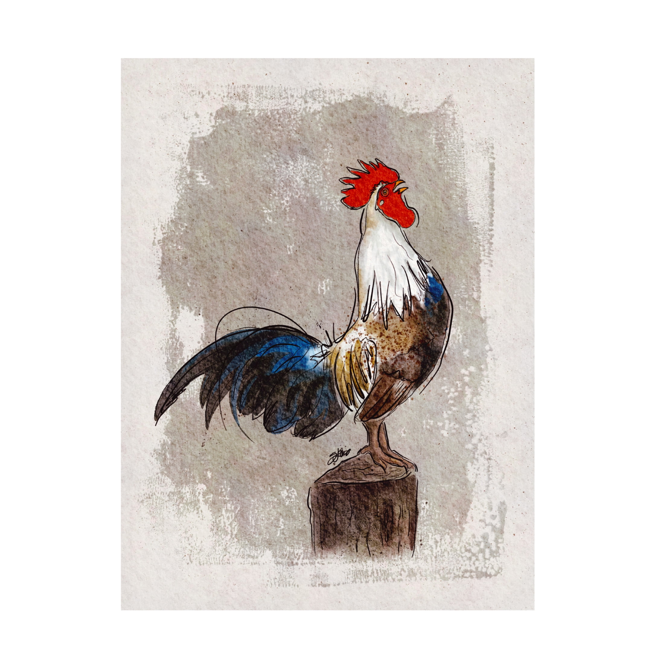 Canvas Wall Art - Shanda Louis 'Cock-a-doodle-do' Wall Art for Living Room, Bedroom, or Office Décor by Trademark Fine Art - 35 x 47 Inches