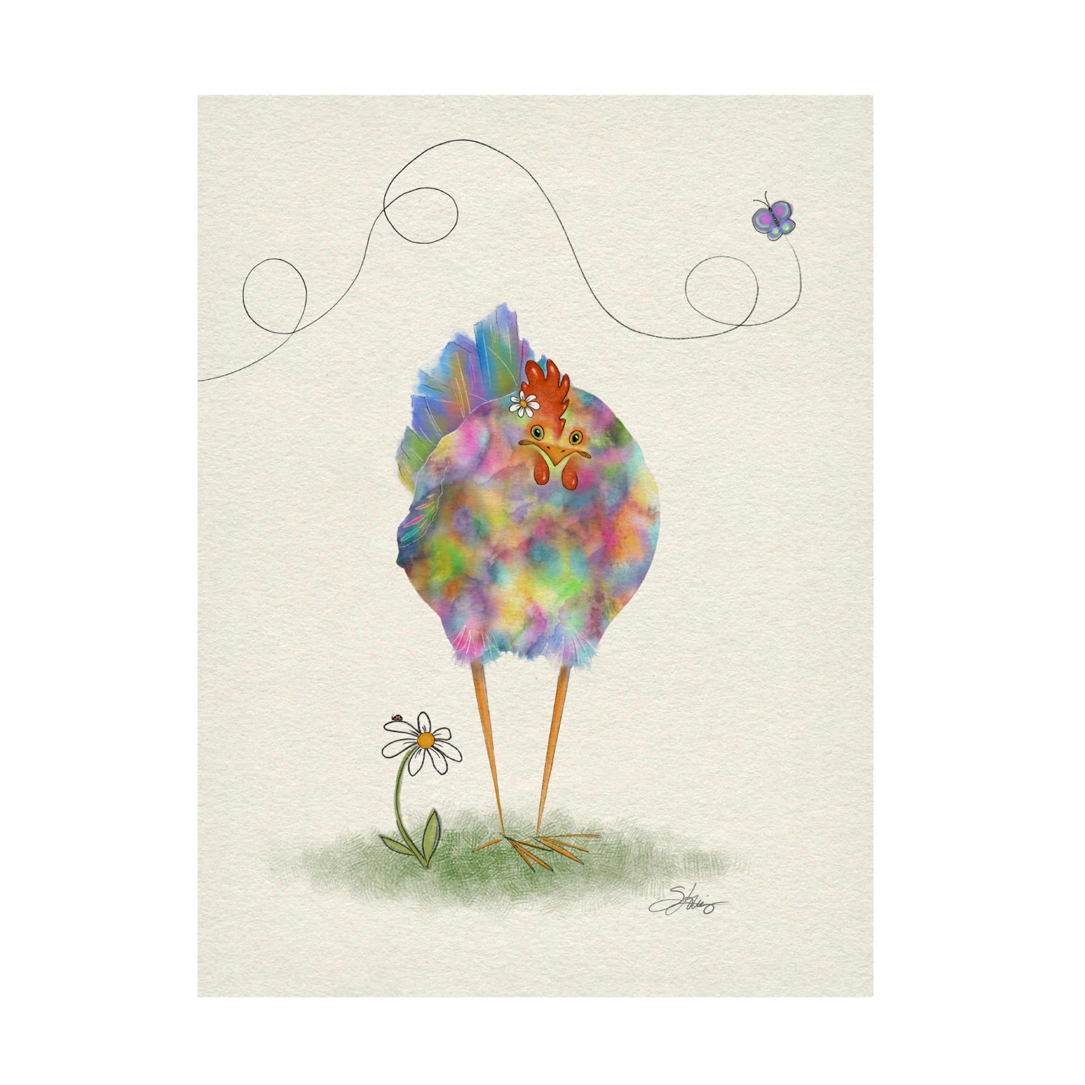 Canvas Wall Art - Shanda Louis 'Fantasia Hen' Wall Art for Living Room, Bedroom, or Office Décor by Trademark Fine Art - 14 x 19 Inches