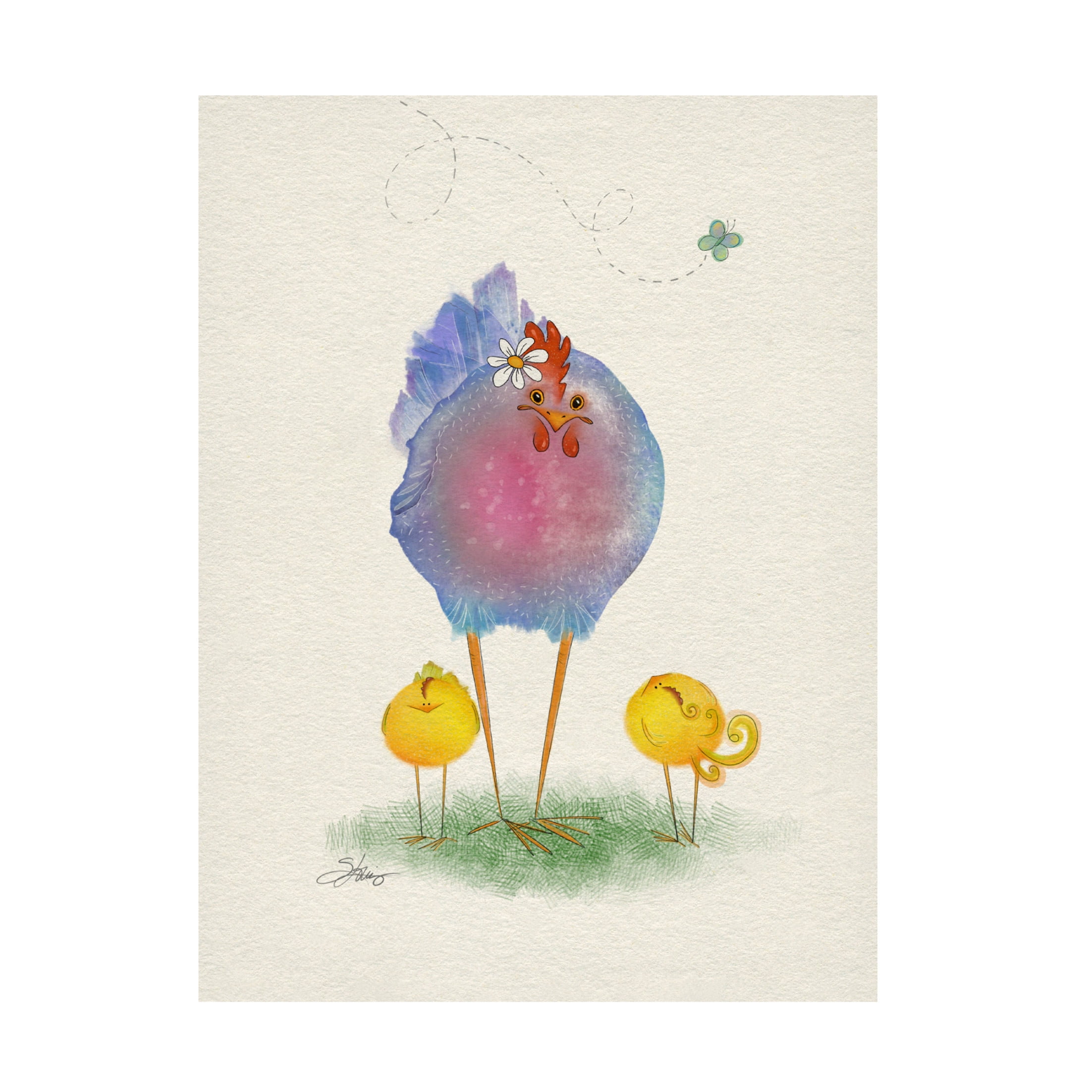 Canvas Wall Art - Shanda Louis 'Flora Hen' Wall Art for Living Room, Bedroom, or Office Décor by Trademark Fine Art - 24 x 32 Inches