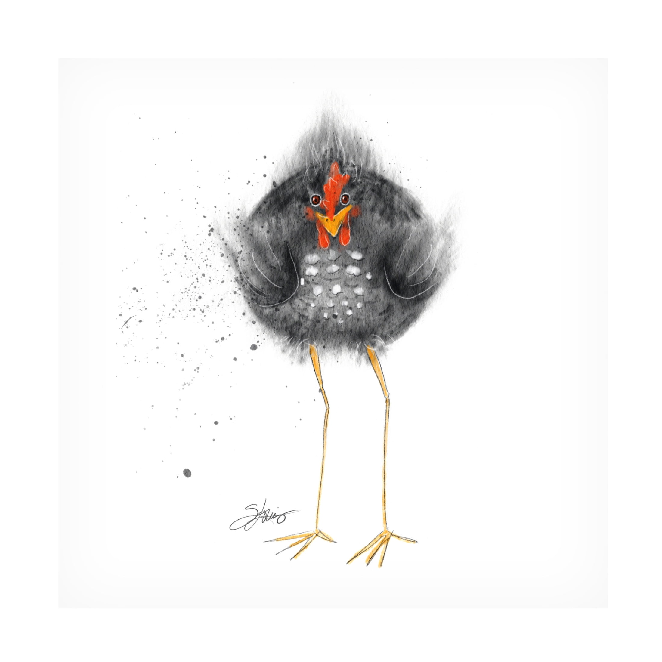 Canvas Wall Art - Shanda Louis 'Hell Chicken' Wall Art for Living Room, Bedroom, or Office Décor by Trademark Fine Art - 14 x 14 Inches