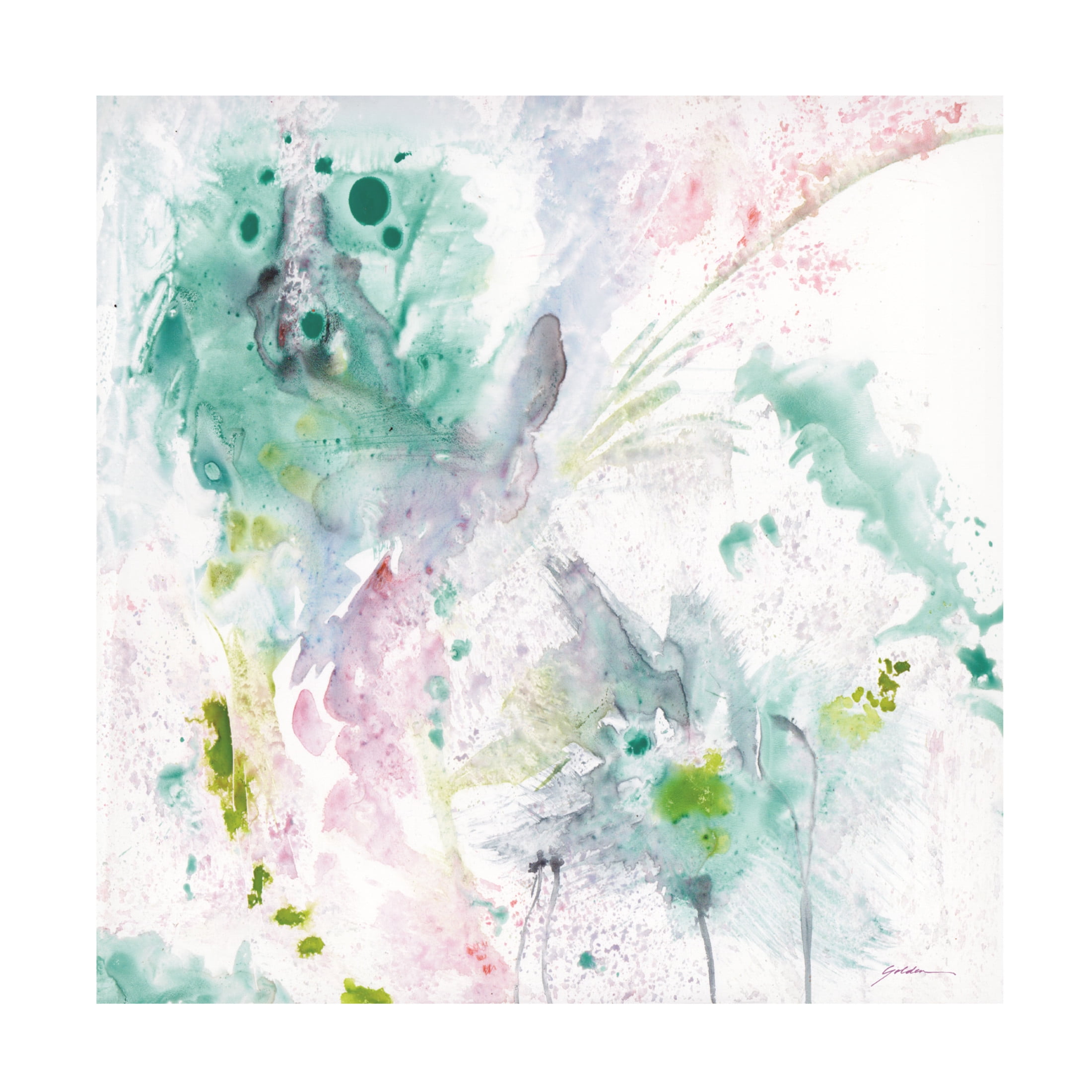 Canvas Wall Art - Sheila Golden 'Aqua Abstraction' Wall Art for Living Room, Bedroom, or Office Décor by Trademark Fine Art - 35 x 35 Inches
