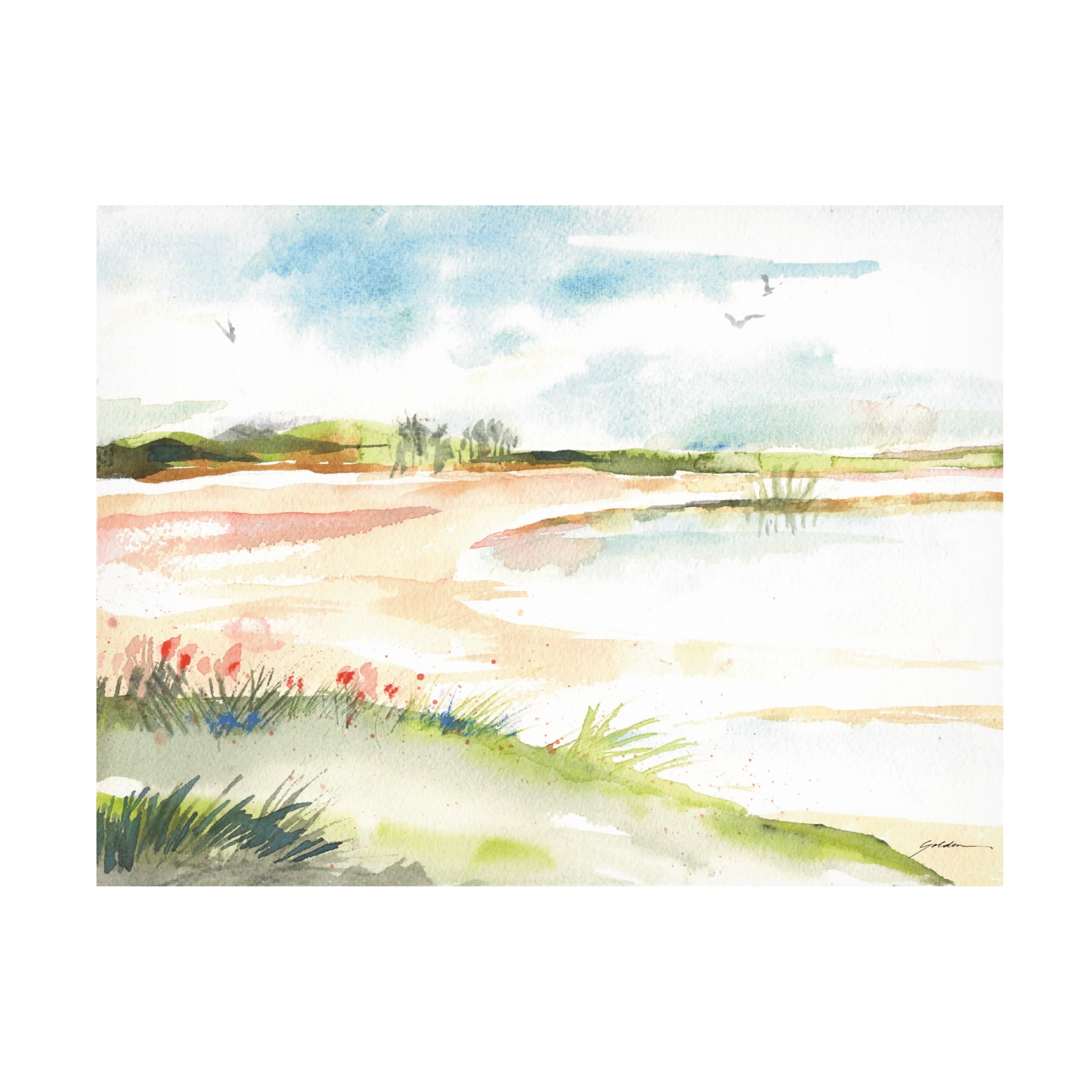 Canvas Wall Art - Sheila Golden 'Blues Skies' Wall Art for Living Room, Bedroom, or Office Décor by Trademark Fine Art - 47 x 35 Inches