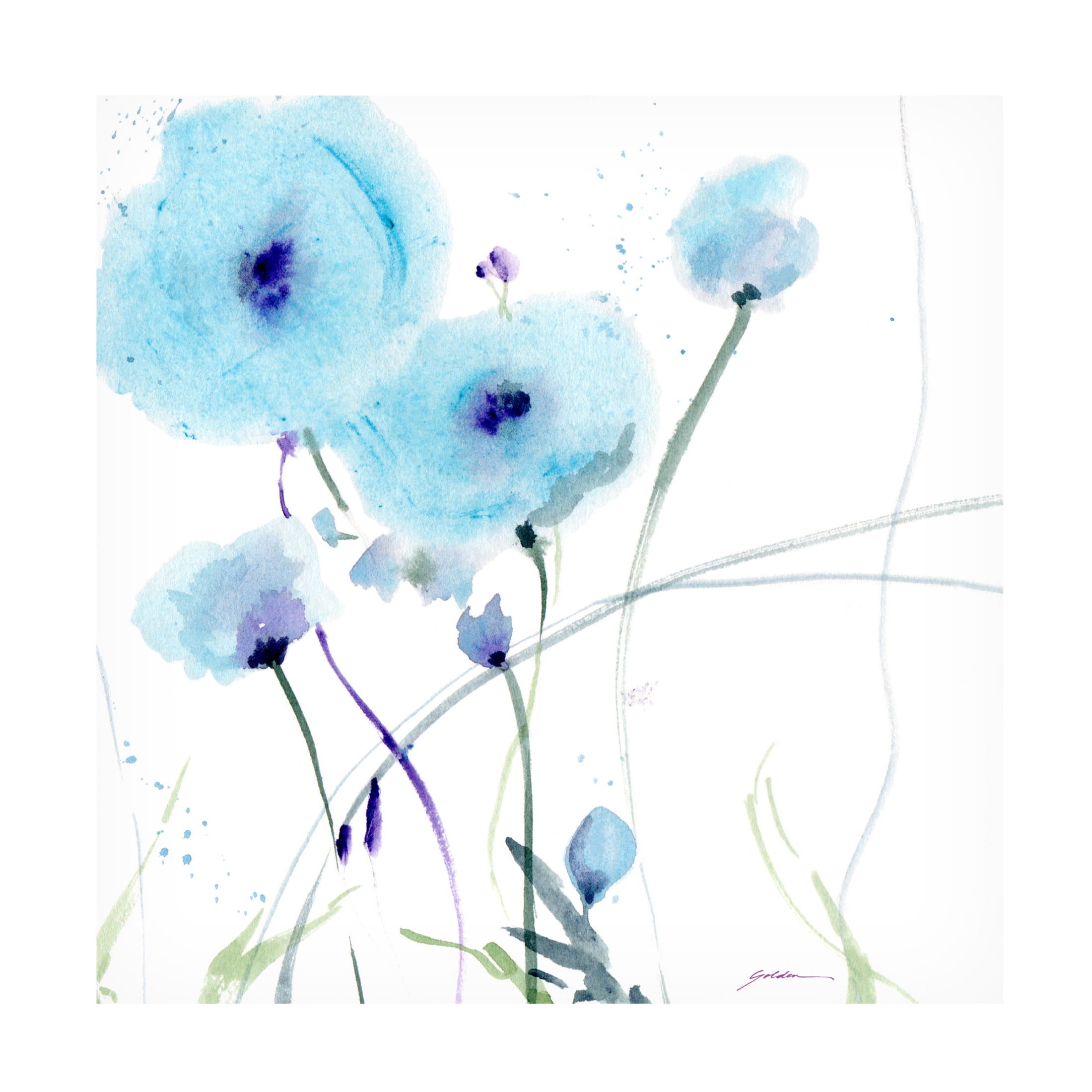 Canvas Wall Art - Sheila Golden 'Blues' Wall Art for Living Room, Bedroom, or Office Décor by Trademark Fine Art - 18 x 18 Inches