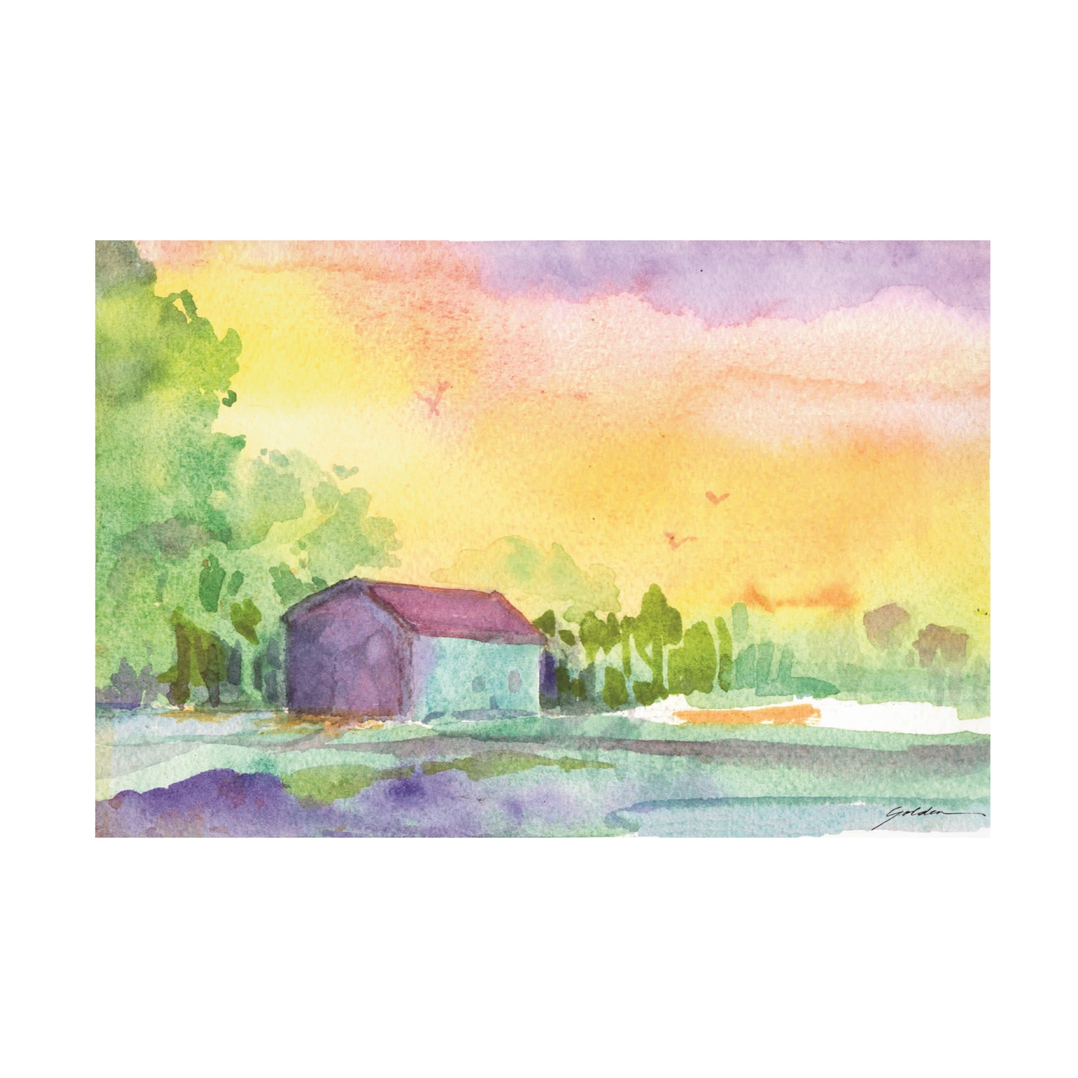 Canvas Wall Art - Sheila Golden 'Boathouse 2' Wall Art for Living Room, Bedroom, or Office Décor by Trademark Fine Art - 19 x 12 Inches