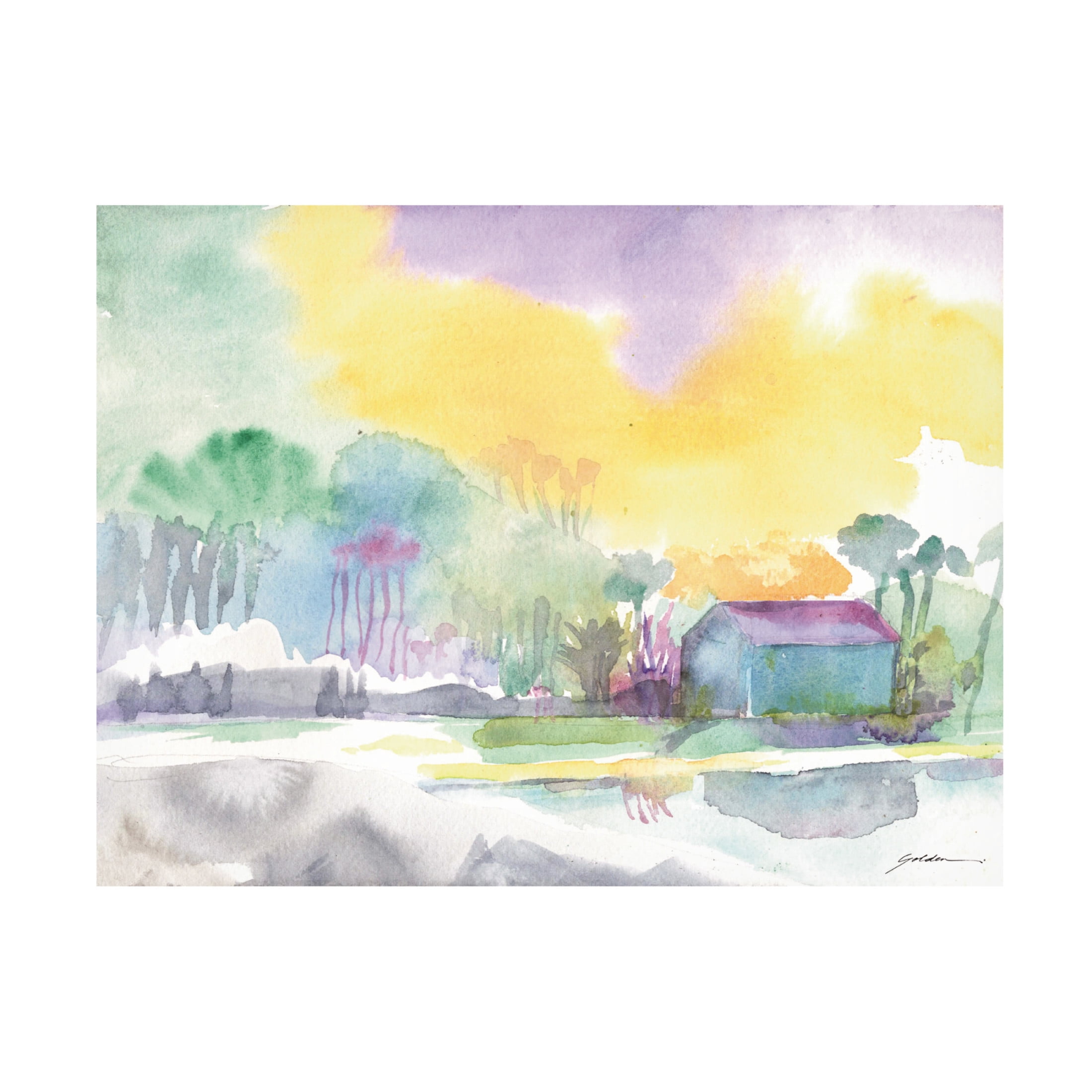 Canvas Wall Art - Sheila Golden 'Boathouse 3' Wall Art for Living Room, Bedroom, or Office Décor by Trademark Fine Art - 32 x 24 Inches