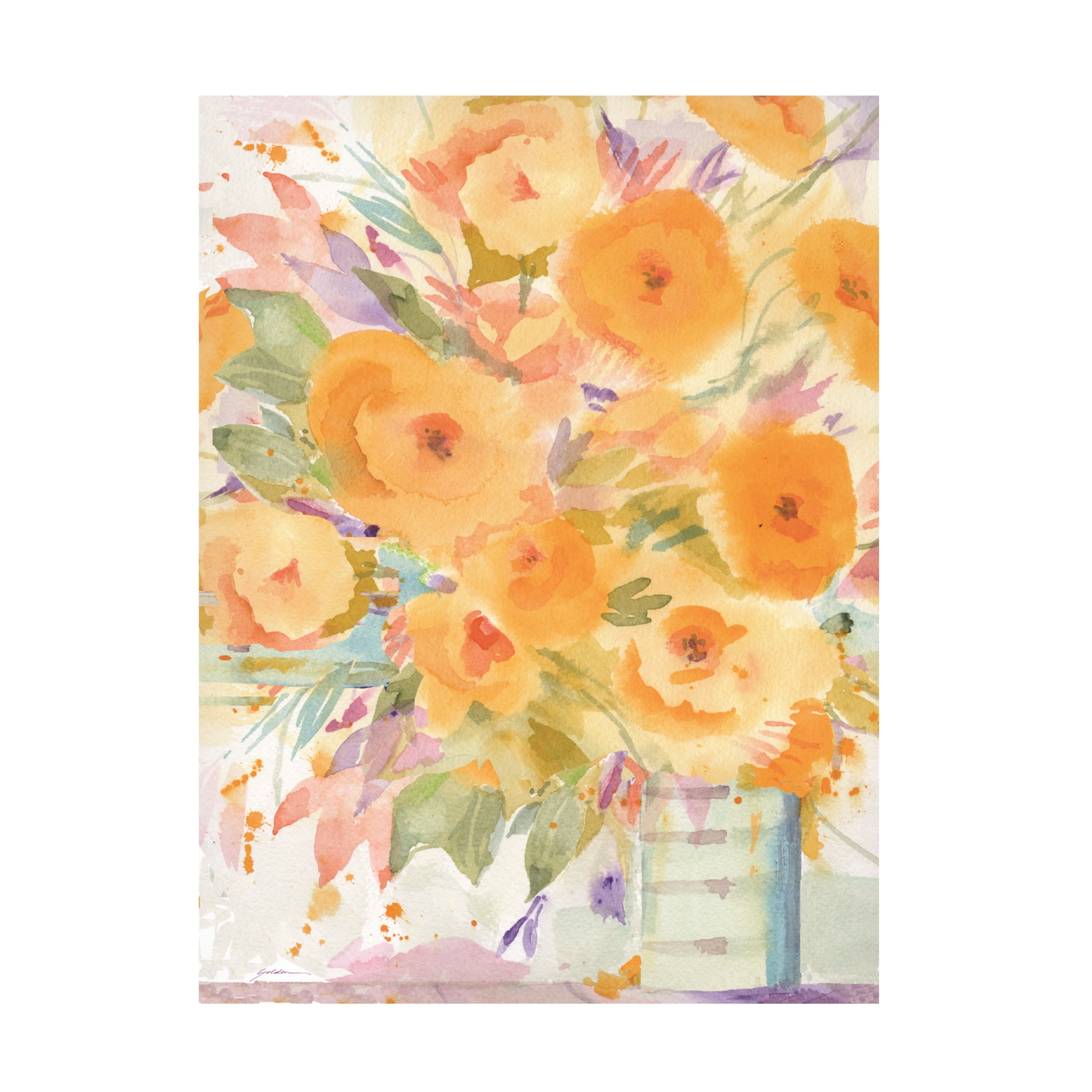 Canvas Wall Art - Sheila Golden 'Orange Burst' Wall Art for Living Room, Bedroom, or Office Décor by Trademark Fine Art - 18 x 24 Inches