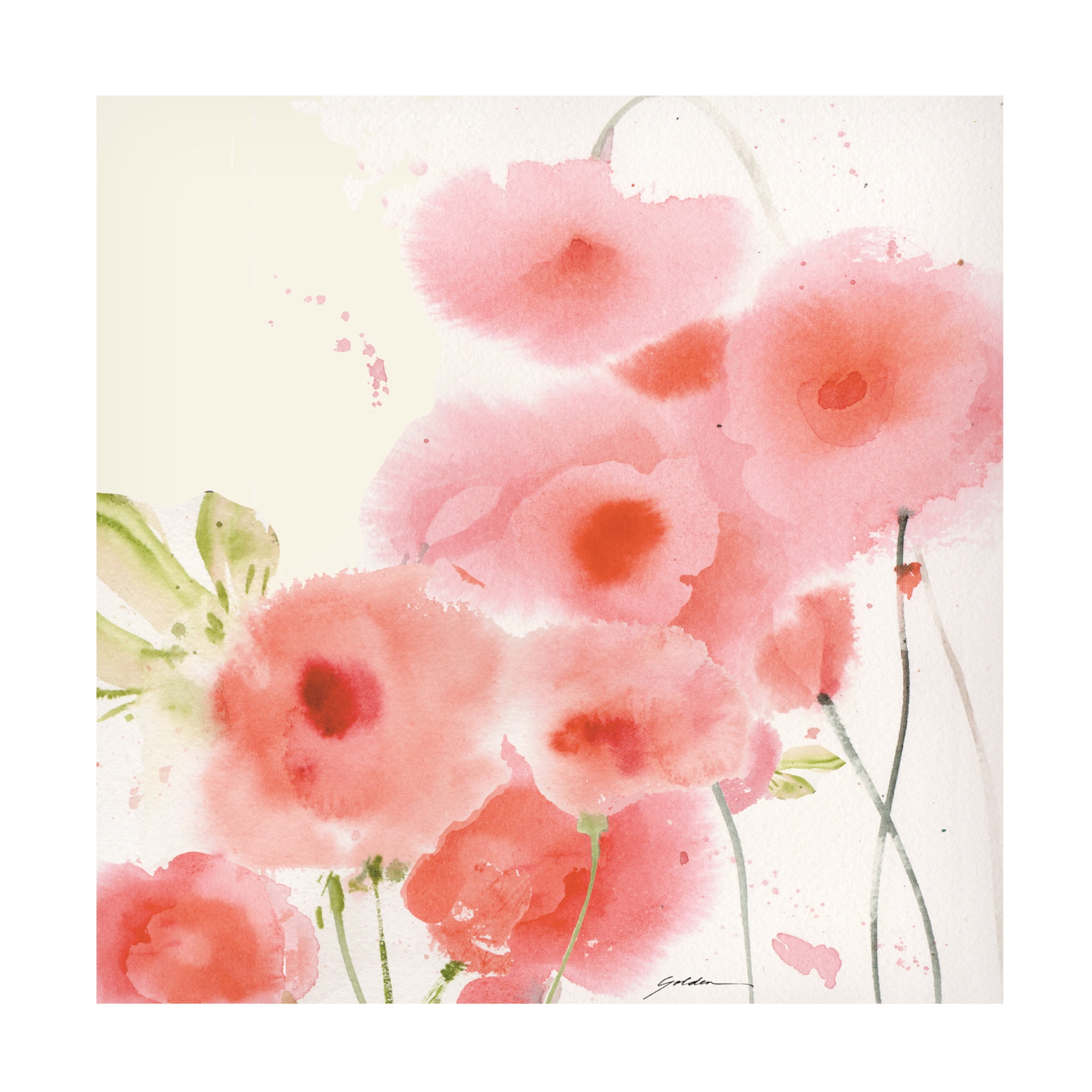 Canvas Wall Art - Sheila Golden 'Pink Swath Garden' Wall Art for Living Room, Bedroom, or Office Décor by Trademark Fine Art - 18 x 18 Inches