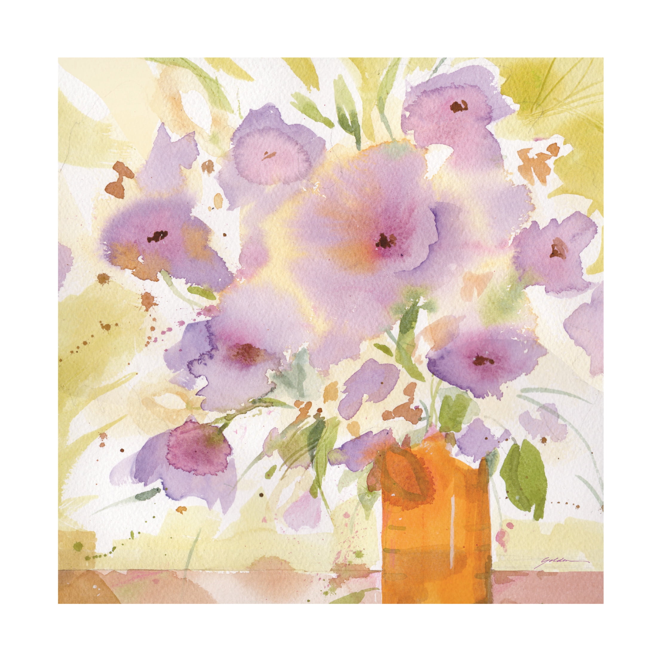 Canvas Wall Art - Sheila Golden 'Purple Blossoms' Wall Art for Living Room, Bedroom, or Office Décor by Trademark Fine Art - 24 x 24 Inches