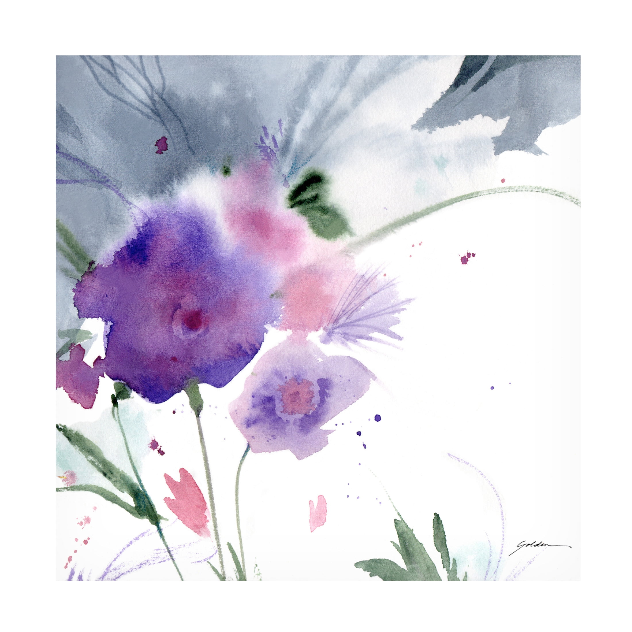Canvas Wall Art - Sheila Golden 'Purple Cloud Garden' Wall Art for Living Room, Bedroom, or Office Décor by Trademark Fine Art - 35 x 35 Inches