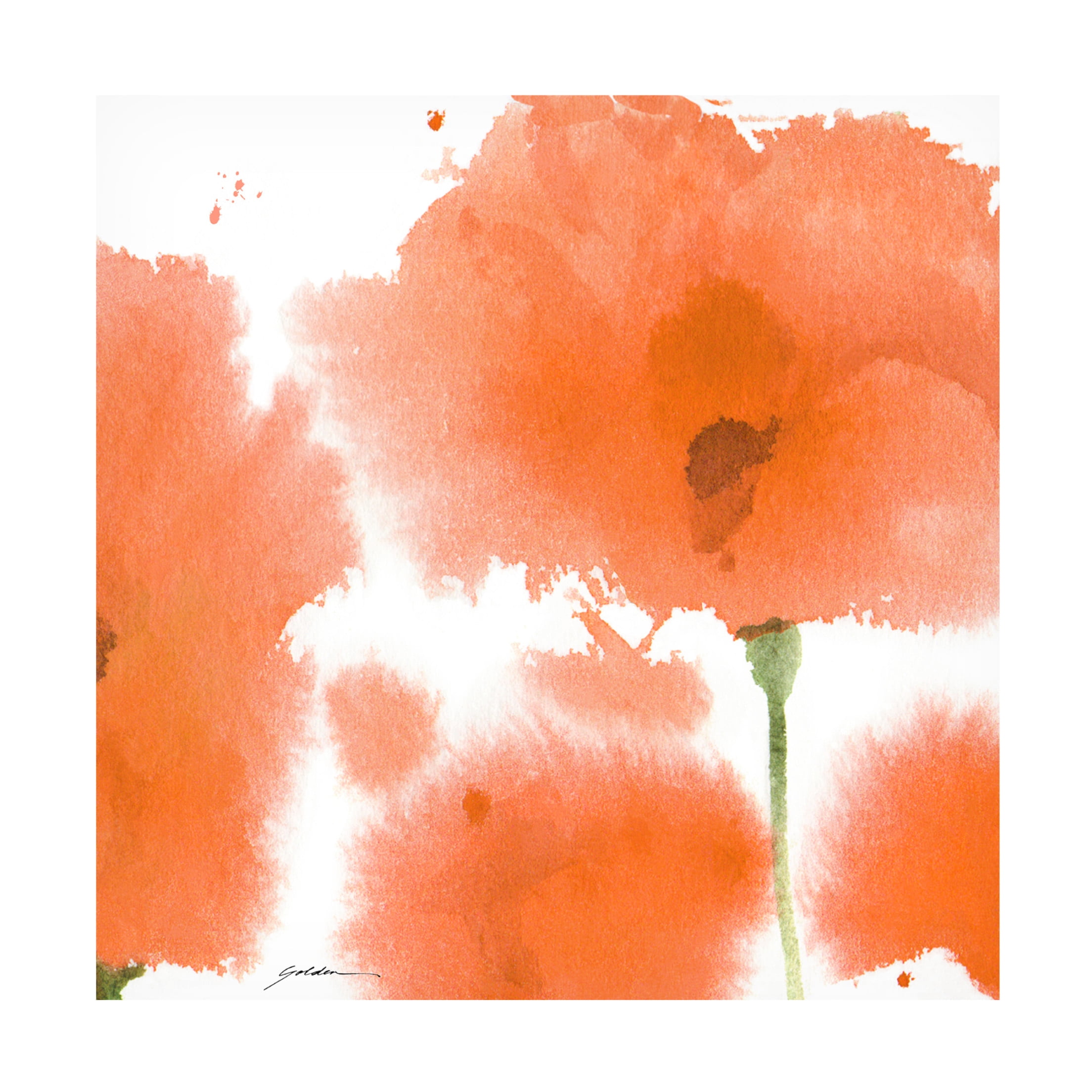 Red Orange Poppies Framed Canvas Wall Art 14 x 14 Inches