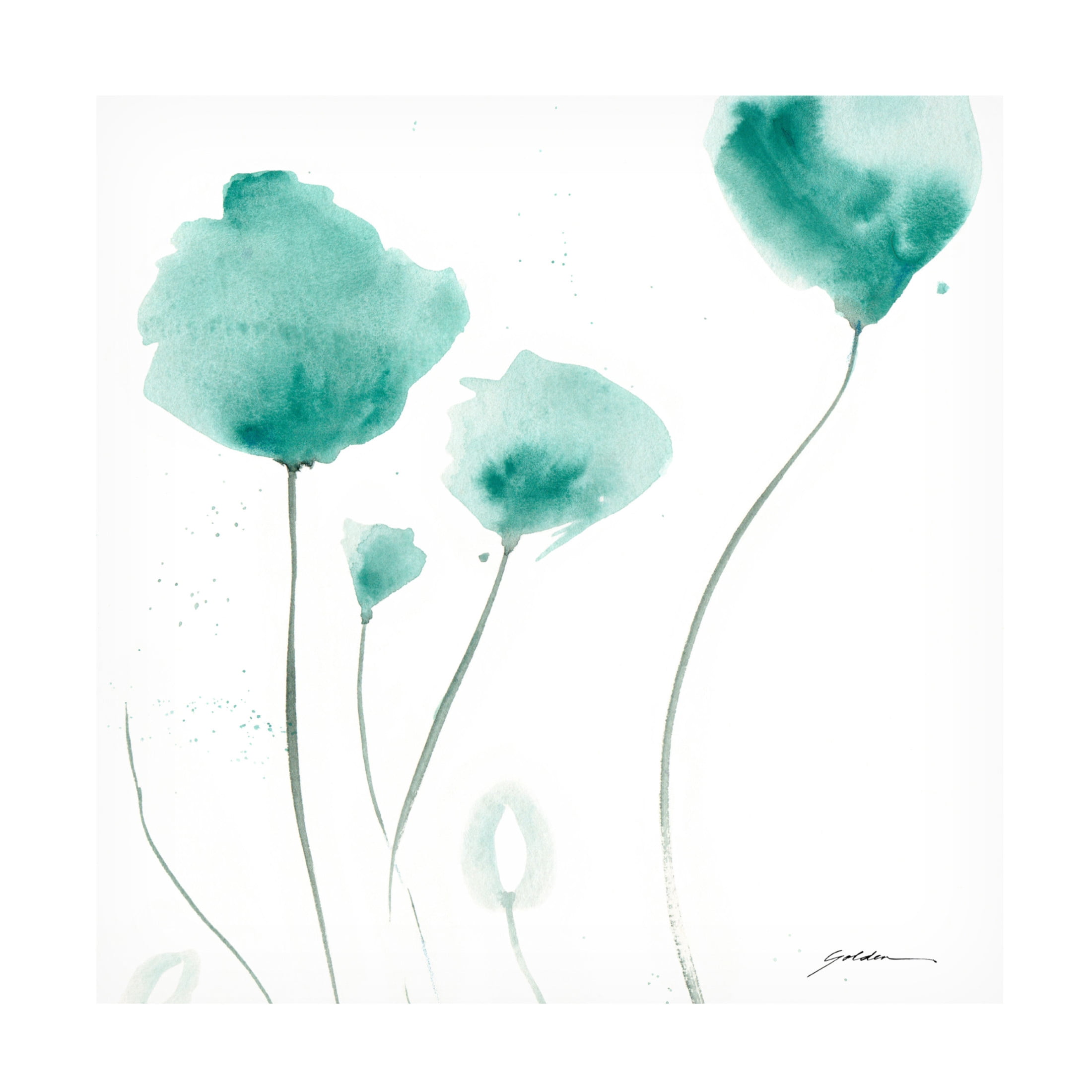 Canvas Wall Art - Sheila Golden 'Teal Trio' Wall Art for Living Room, Bedroom, or Office Décor by Trademark Fine Art - 35 x 35 Inches