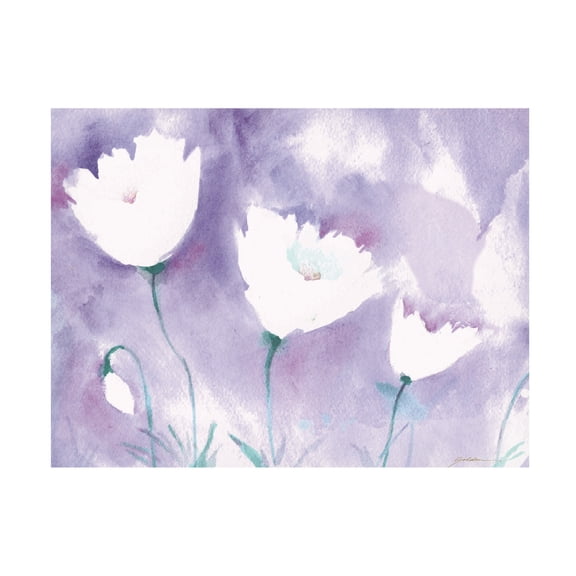 Canvas Wall Art - Sheila Golden 'White Poppy #1' Wall Art for Living Room, Bedroom, or Office Décor by Trademark Fine Art - 47 x 35 Inches