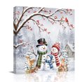 thumbnail image 1 of Canvas Wall Art, Snowman Framed Canvas Prints for Bathroom Kitchen, Christmas Tree Branches Xmas Red Birds Berries Forest Gallery Wrapped Wall Decor for Home Office, Gifts, 10"x10" Ship Next Day, 1 of 9