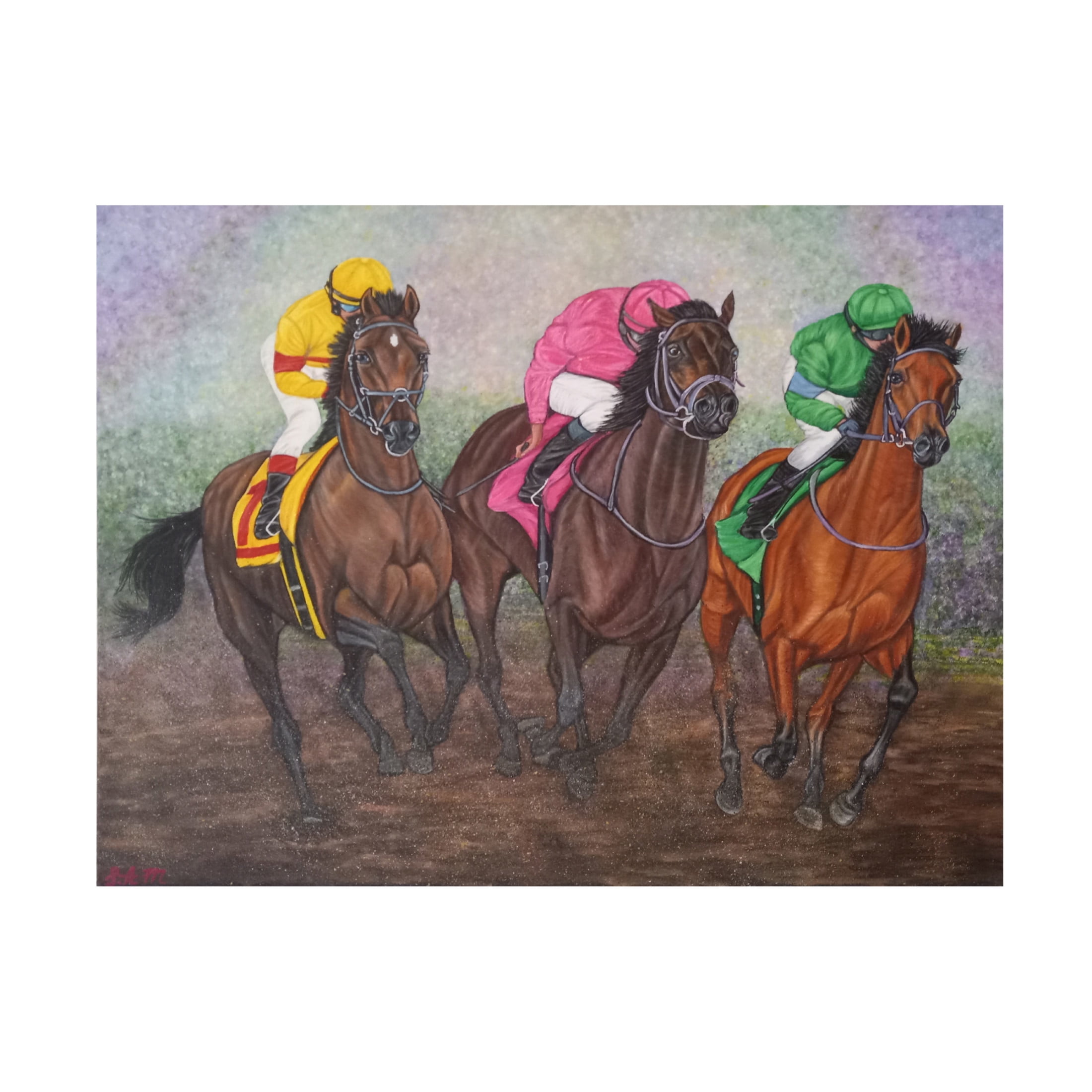 Canvas Wall Art - Sofya Mikeworth 'Horse Racing Derby' Wall Art for Living Room, Bedroom, or Office Décor by Trademark Fine Art - 32 x 24 Inches