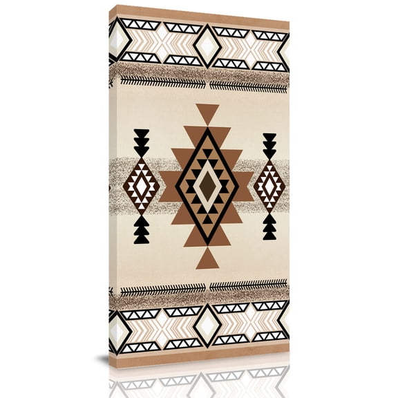 Canvas Wall Art, Southwest Framed Canvas Prints for Living Room Hallway, Brown Bohemian Abstract American Aztec Oversized Gallery Wrapped Wall Decor for Home Office, Gifts, 30"x60" Ship Next Day