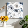 thumbnail image 1 of Canvas Wall Art Spring Floral Canvas Art Print Watercolor Grey Blue Flower Pictures Wall Decor for Living Room Bedroom Artwork Decorations Stretched Framed Ready to Hang 12"x12", 1 of 9